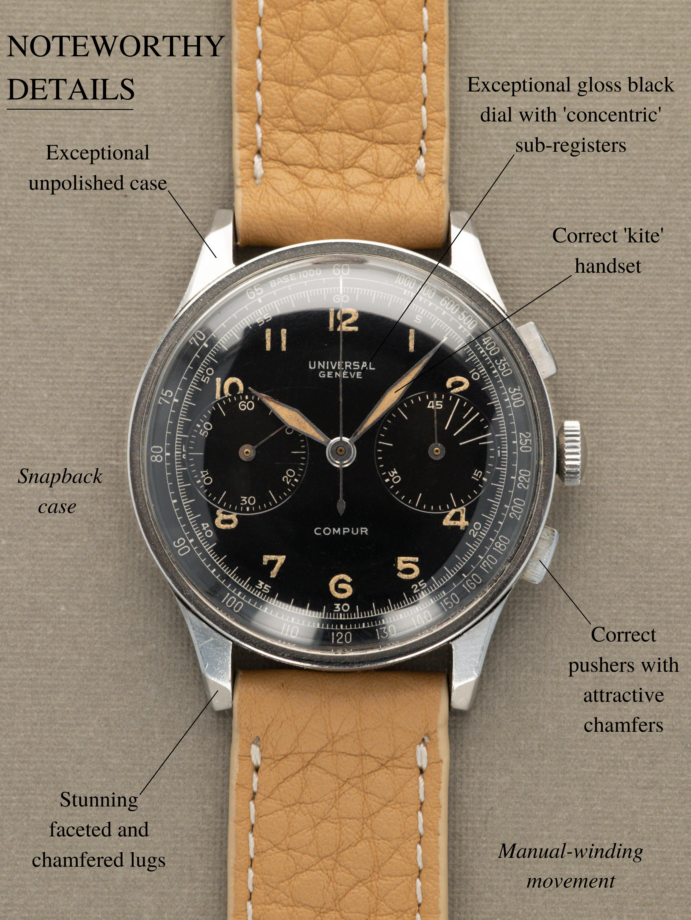Universal Genève Compur Ref. 22517 - 'Jumbo' w/ Rare Black Dial Unpolished