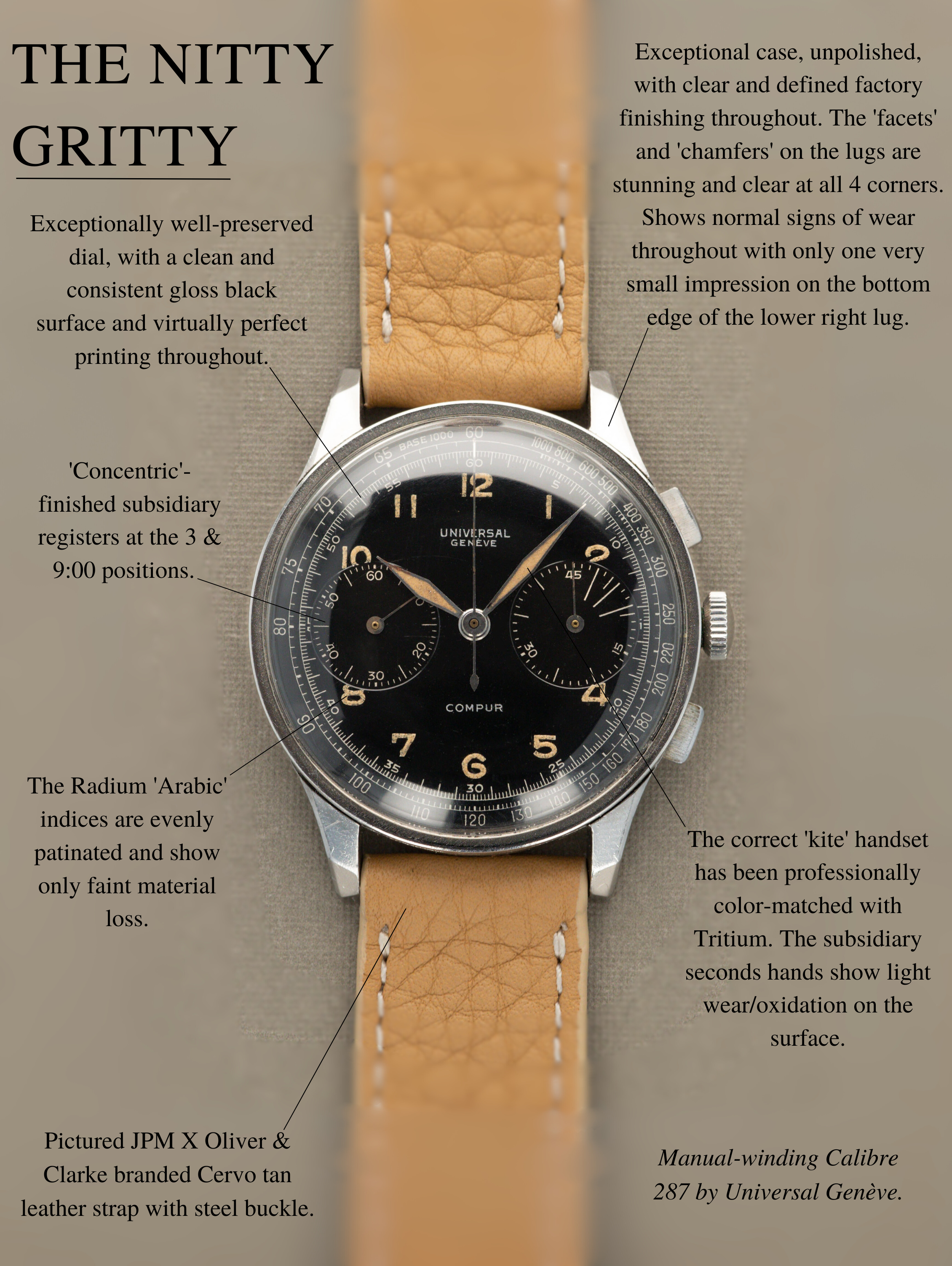 Universal Genève Compur Ref. 22517 - 'Jumbo' w/ Rare Black Dial Unpolished