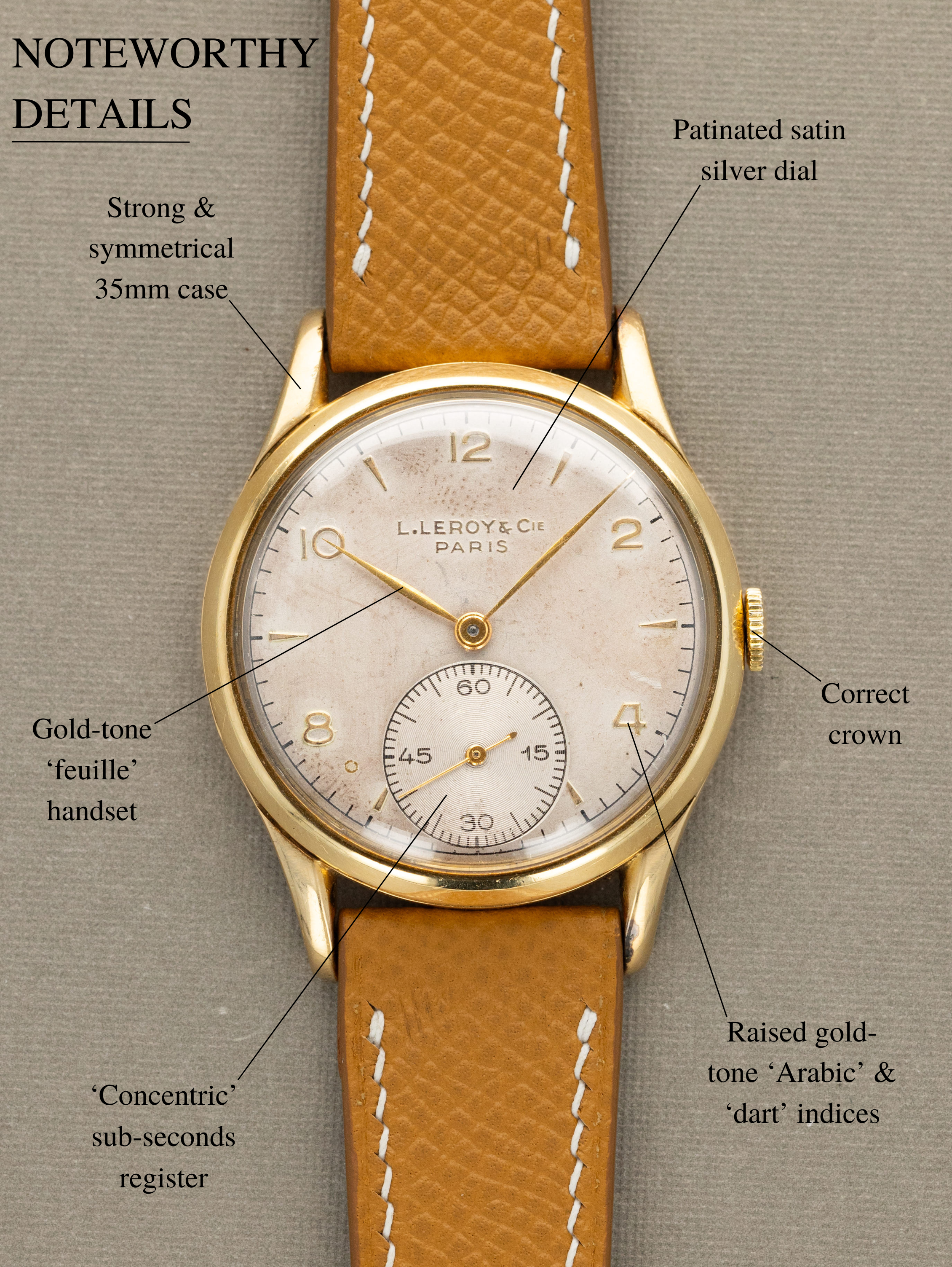 L. Leroy & Cie Yellow Gold Dress Watch - Peseux 260 Movement