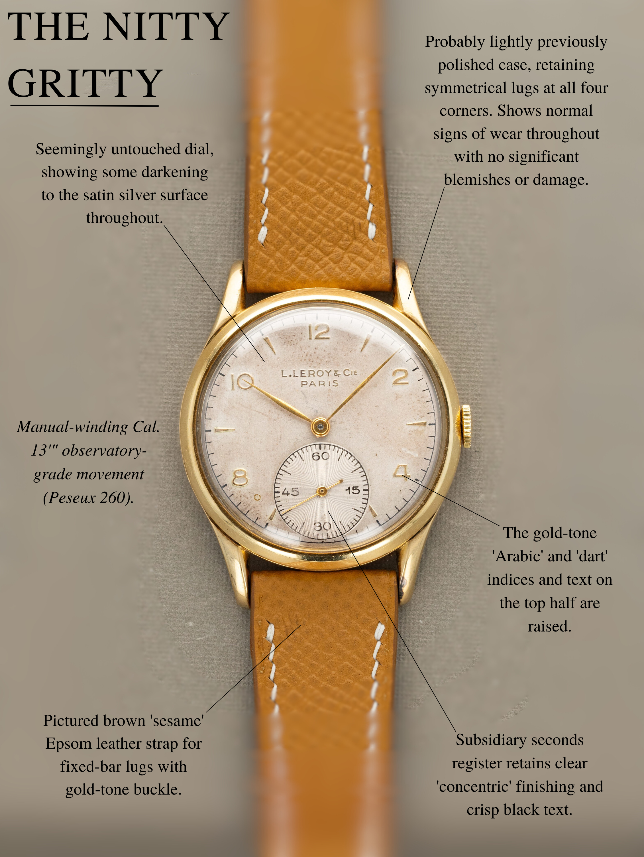 L. Leroy & Cie Yellow Gold Dress Watch - Peseux 260 Movement