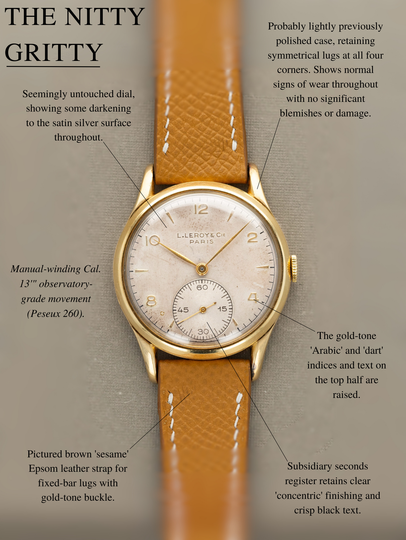L. Leroy & Cie Yellow Gold Dress Watch - Peseux 260 Movement