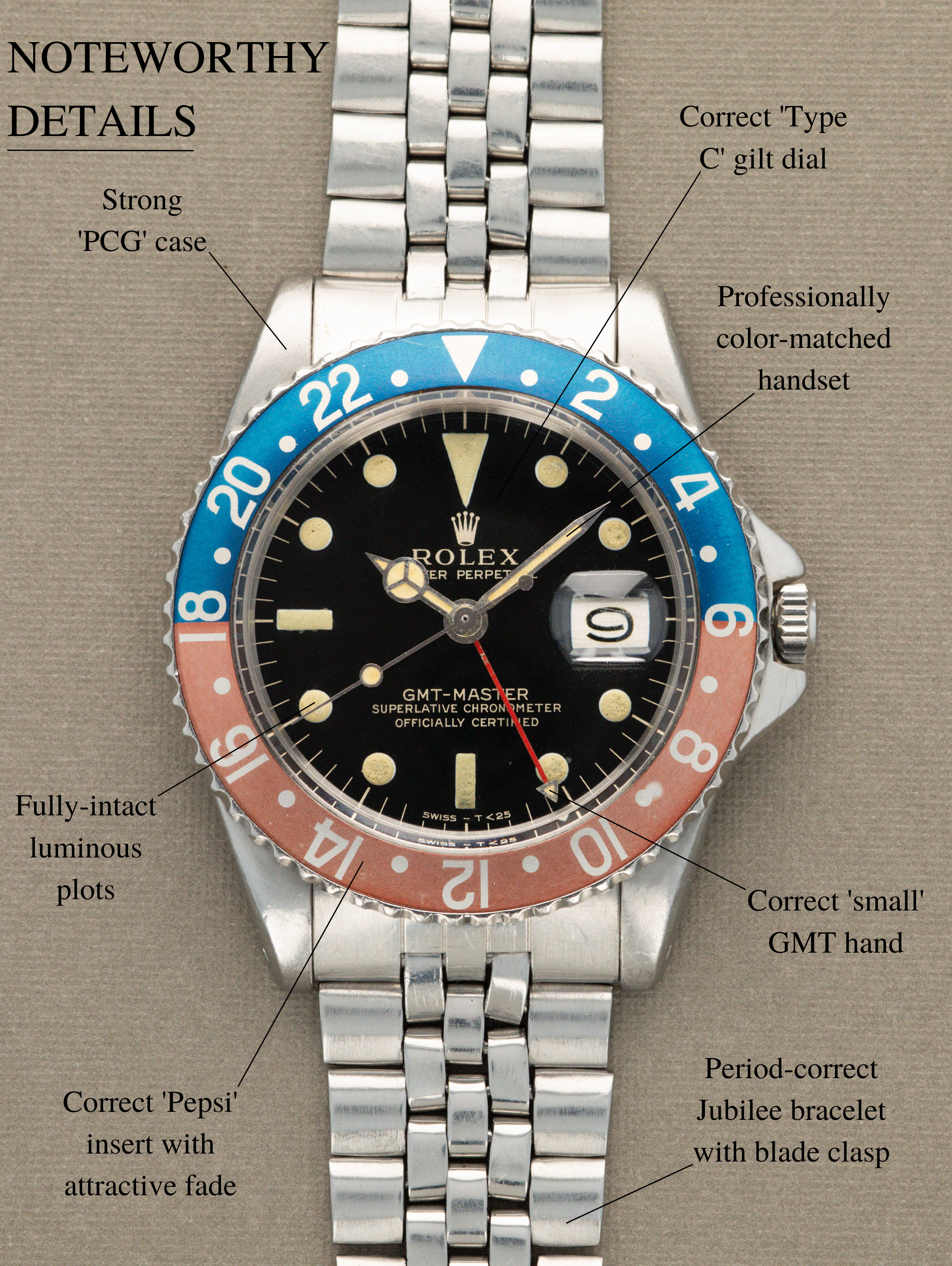 Rolex GMT-Master Ref. 1675 - 'Gilt' Dial 'PCG' Unpolished