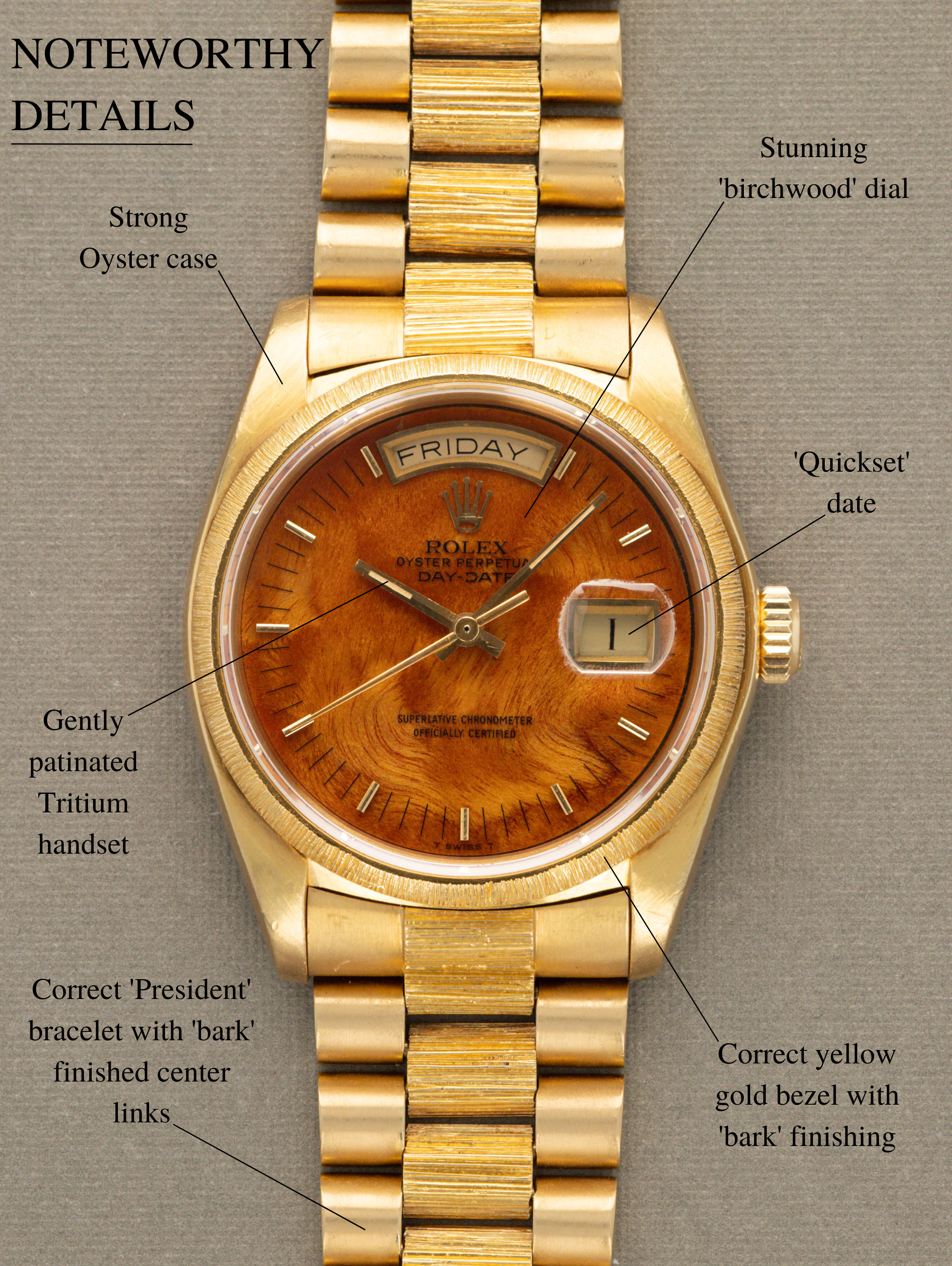 Rolex Day-Date Ref. 18078 - 'Bark' w/ 'Birchwood' Dial