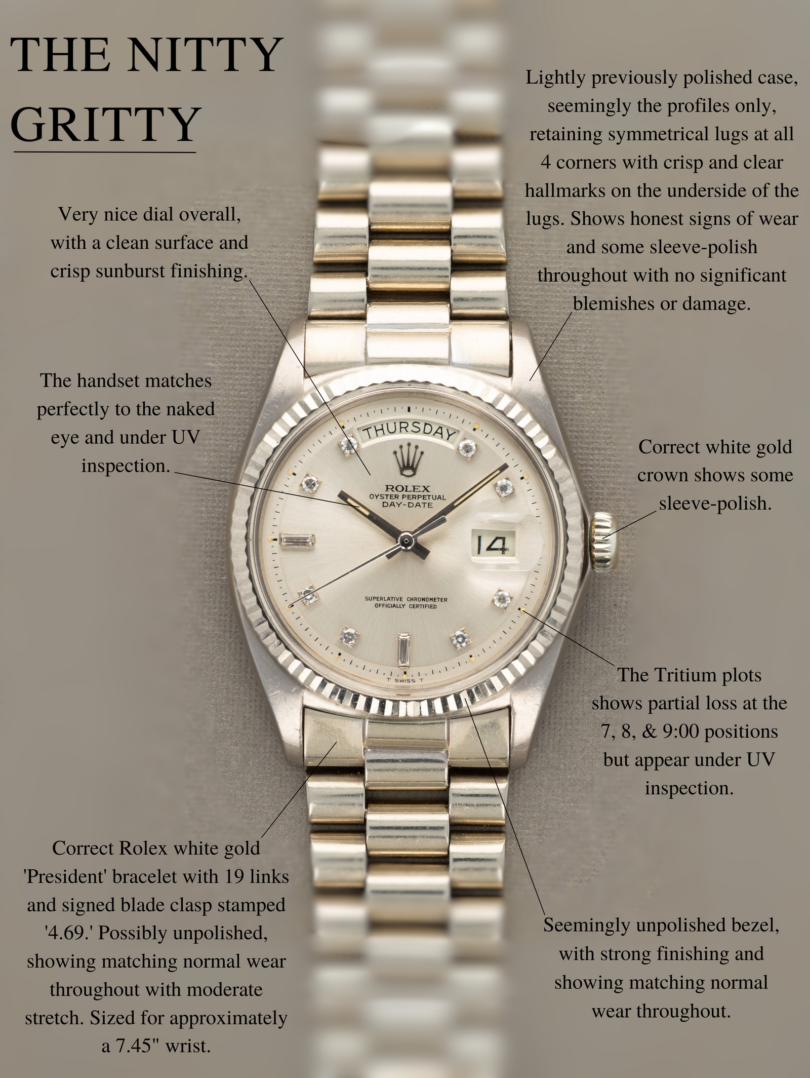 Rolex Day-Date Ref. 1803/9 - Sunburst Silver Diamond Dial
