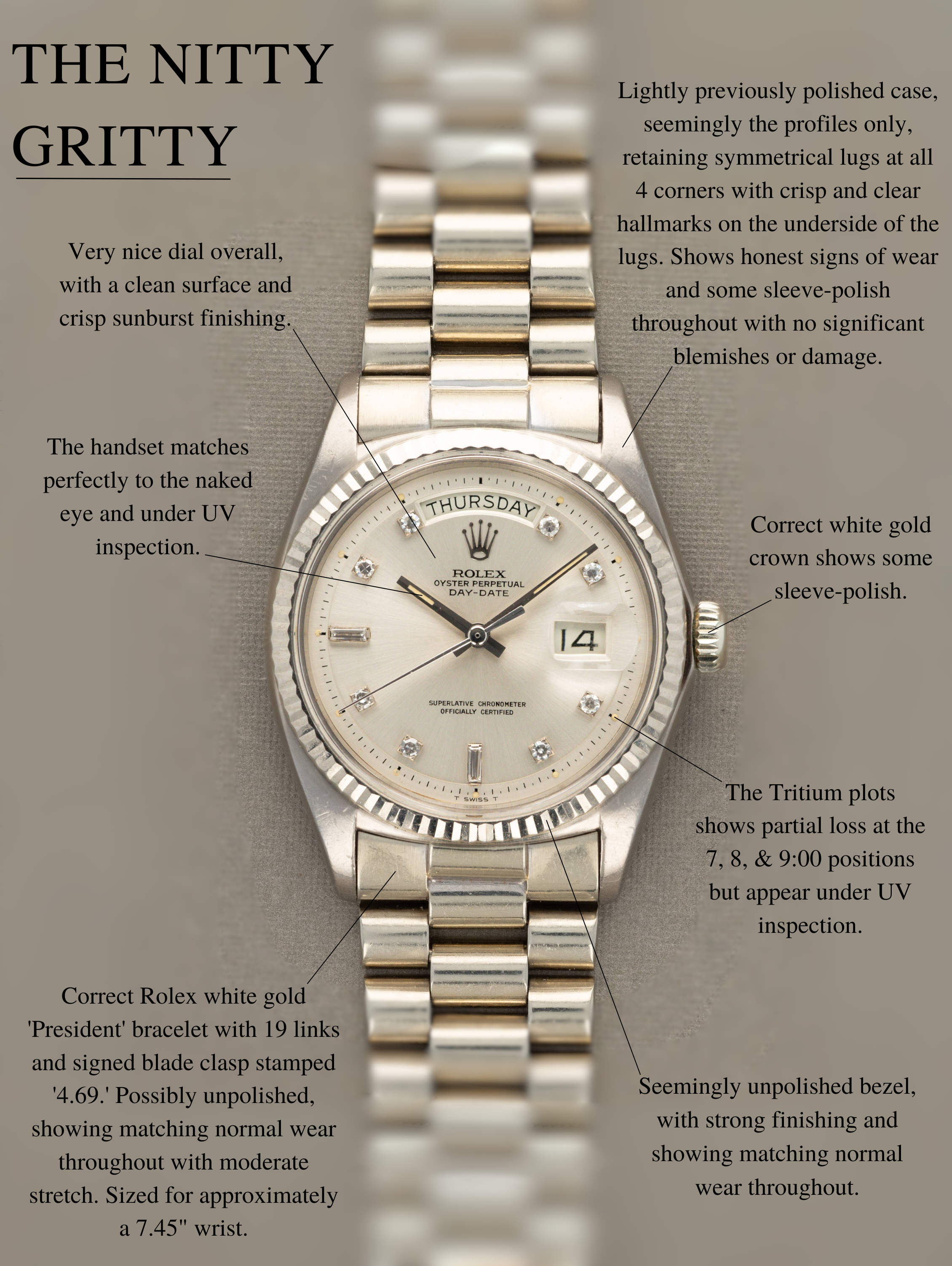 Rolex Day-Date Ref. 1803/9 - Sunburst Silver Diamond Dial
