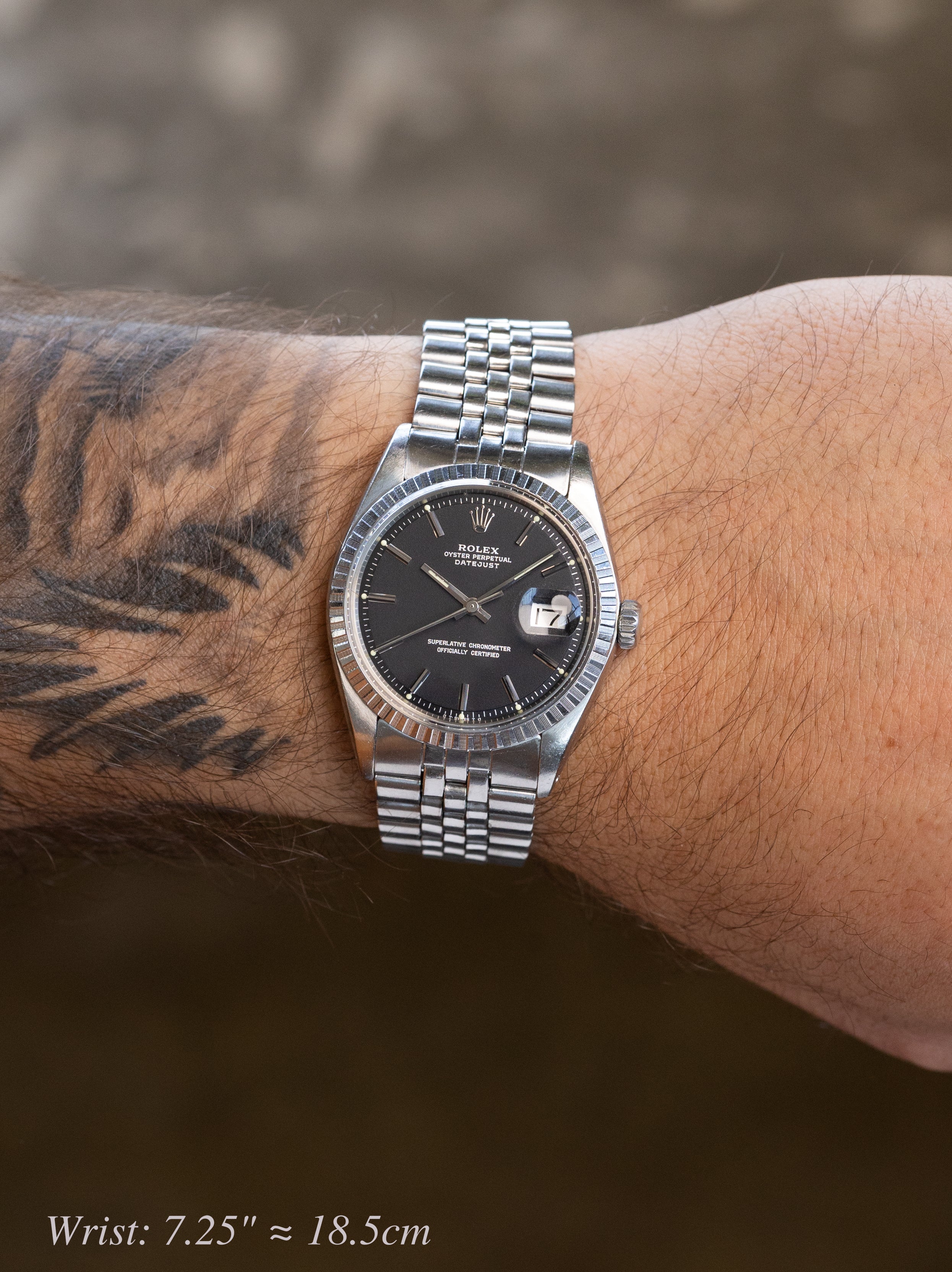 Rolex Datejust Ref. 1603 - Matte Black 'Sigma' Dial Silver Text Unpolished