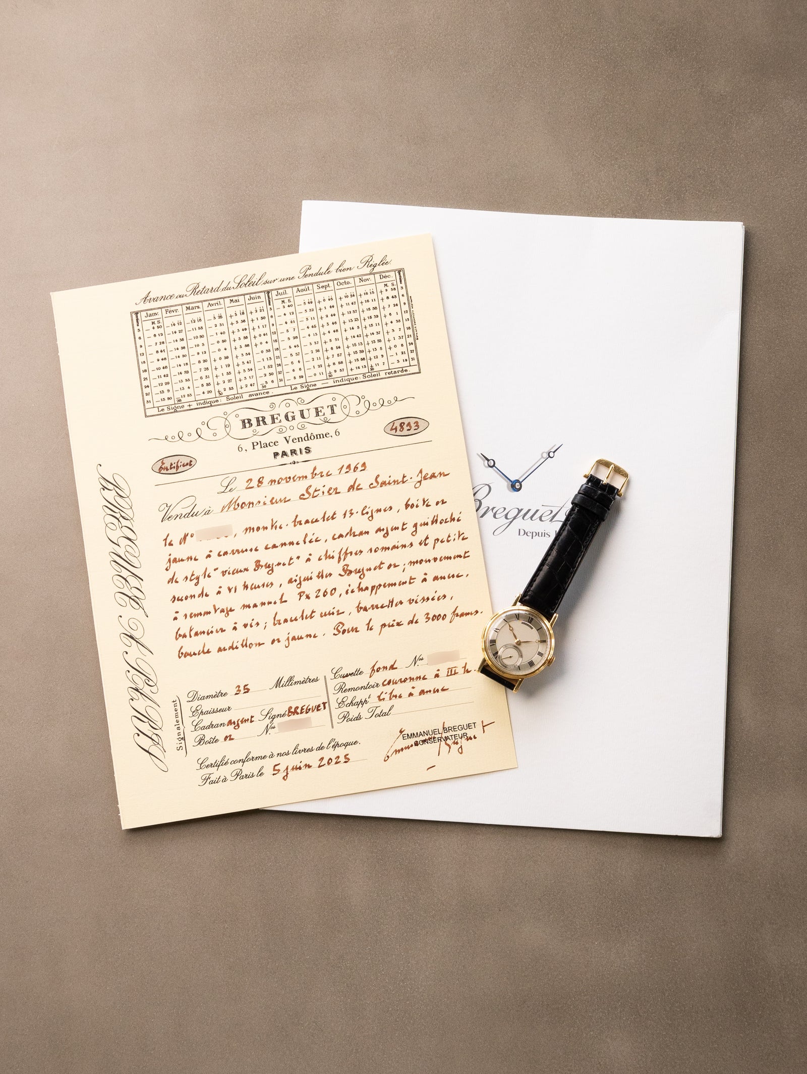 Breguet Empire - Silver 'Guilloché' Dial & Peseux 260 Movement w/ Extract