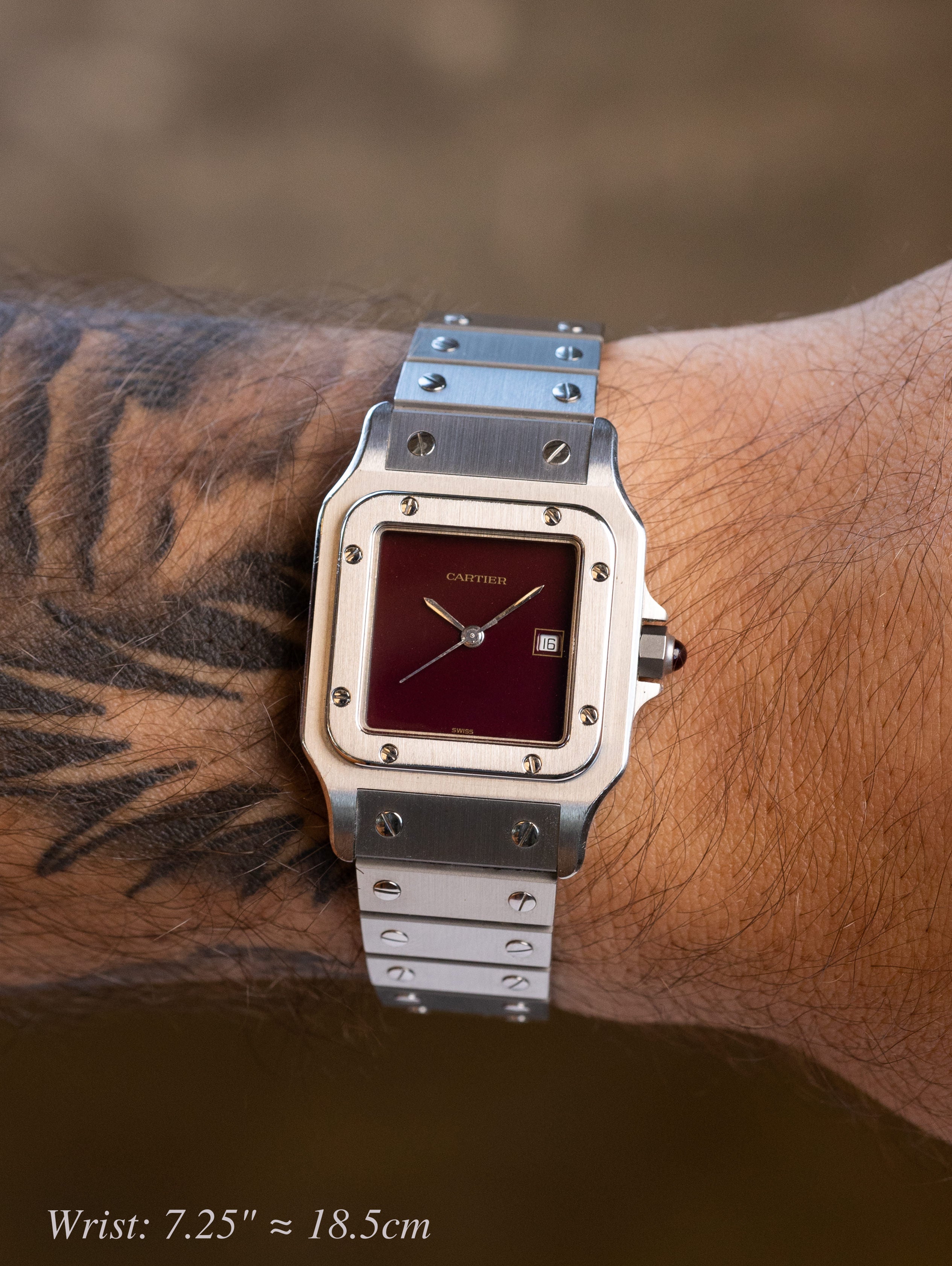 Cartier Santos Carrée Ref. 2960 - Burgundy Dial W/ Card & Booklet