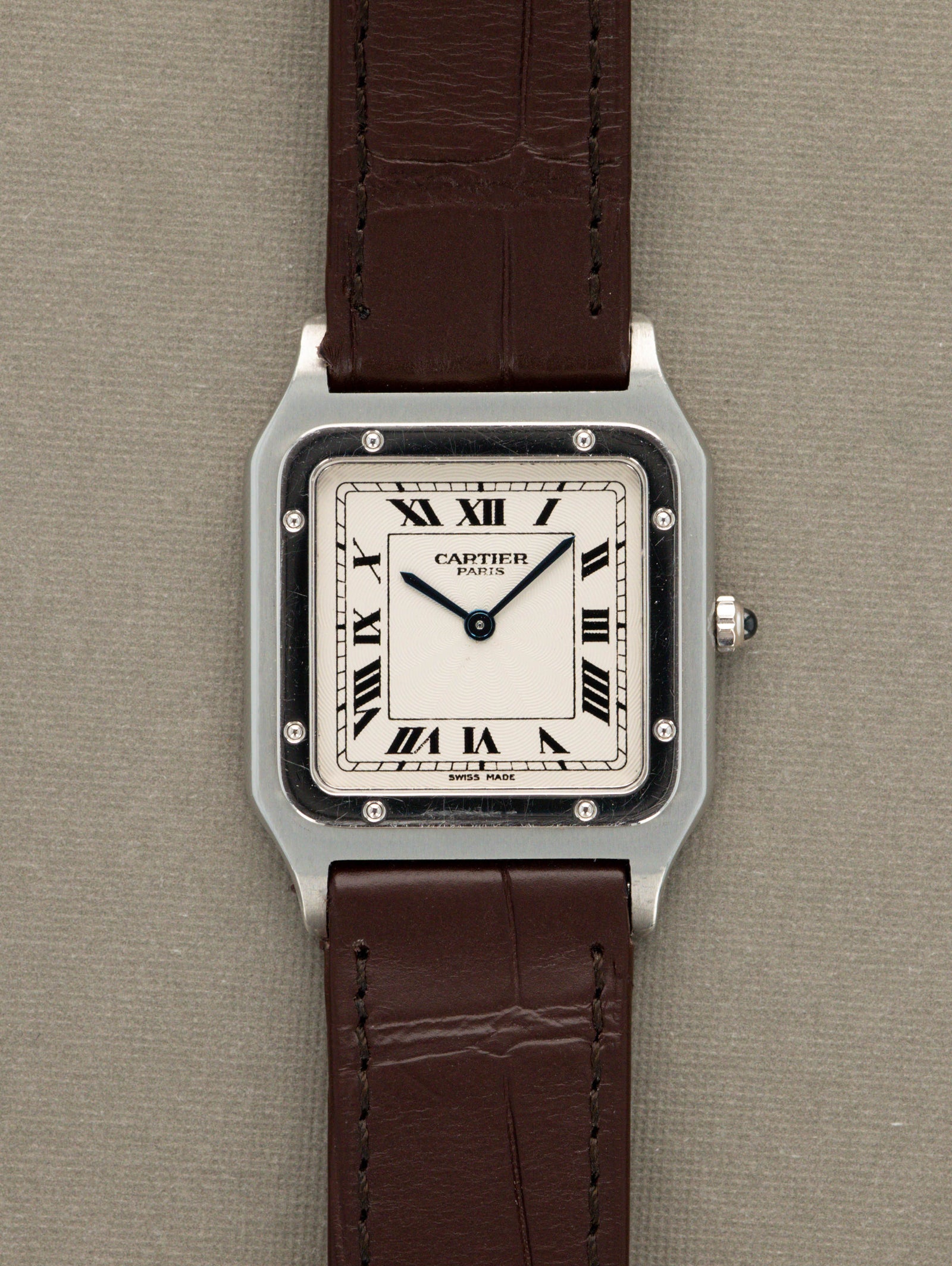 Cartier Santos Dumont Mécanique Palantine Ref. 1575 - Silver 'Guilloché' Dial