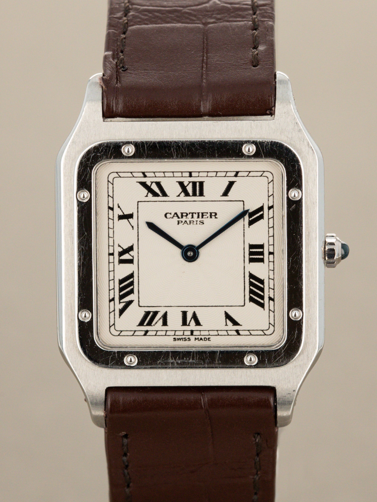 Cartier Santos Dumont Mécanique Palantine Ref. 1575 - Silver 'Guilloché' Dial