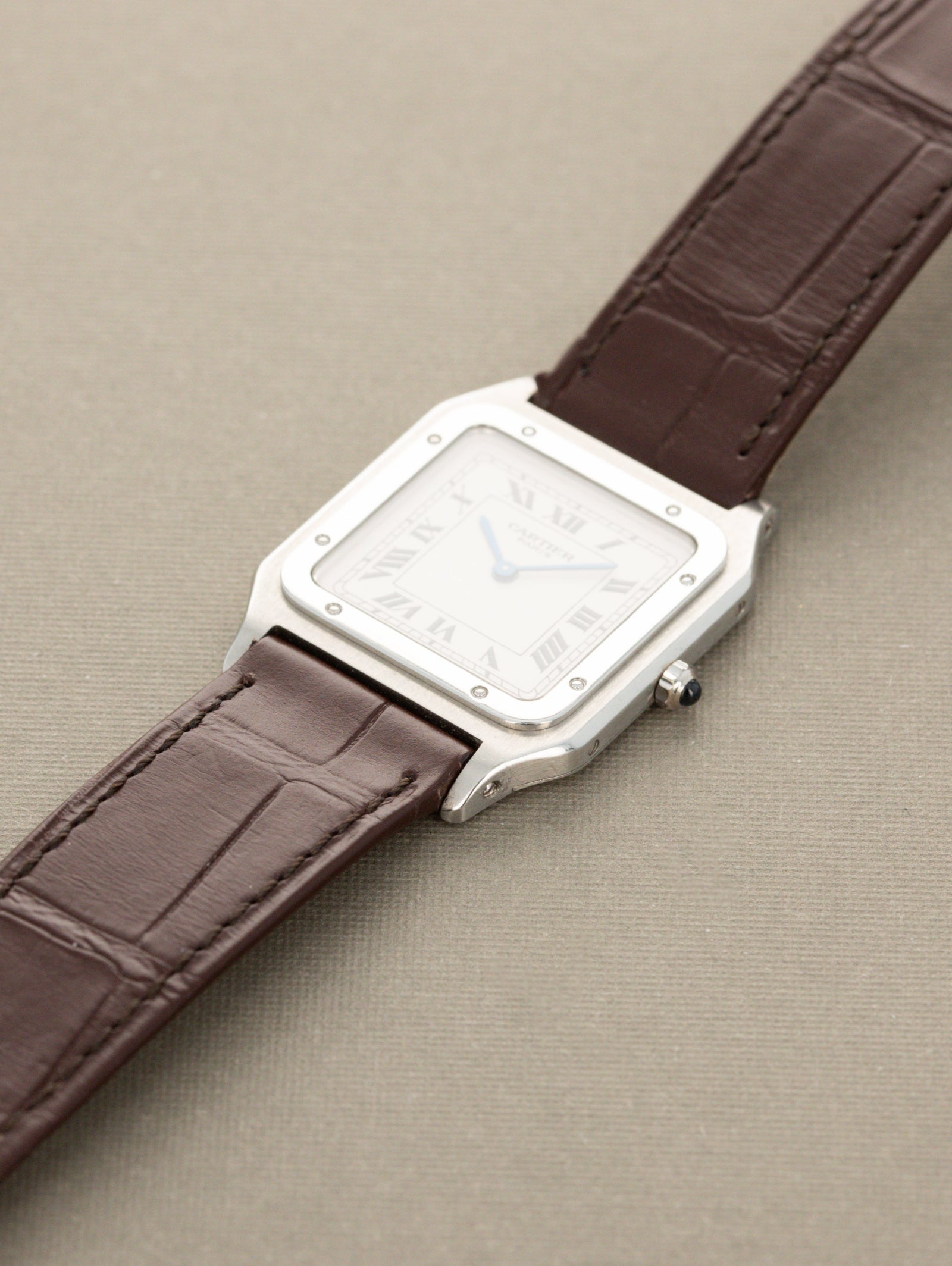 Cartier Santos Dumont Mécanique Palantine Ref. 1575 - Silver 'Guilloché' Dial