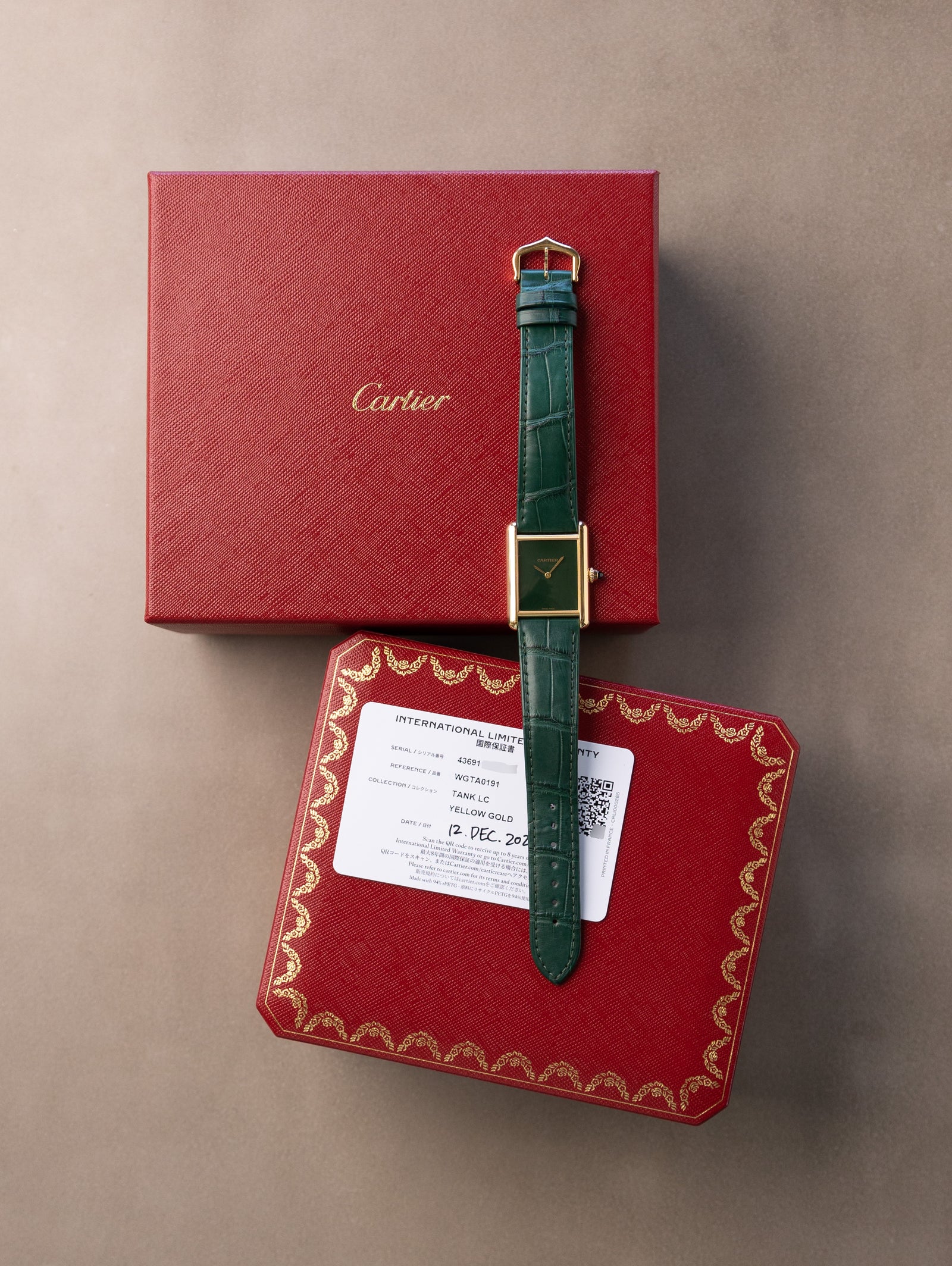 Cartier Tank Louis Ref. WGTA0191 - Green Dial W/ Box & Card