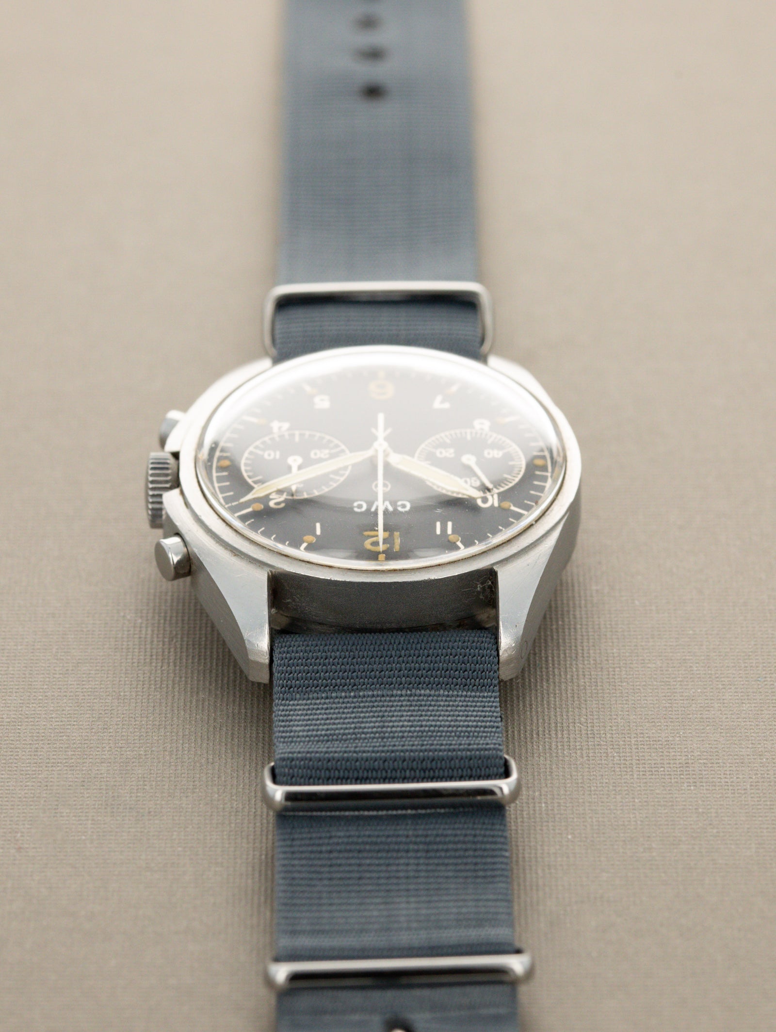 CWC 'RAF' Chronograph Ref. 0552/924-3306 - Matte Black 'Gilt' Dial Unpolished