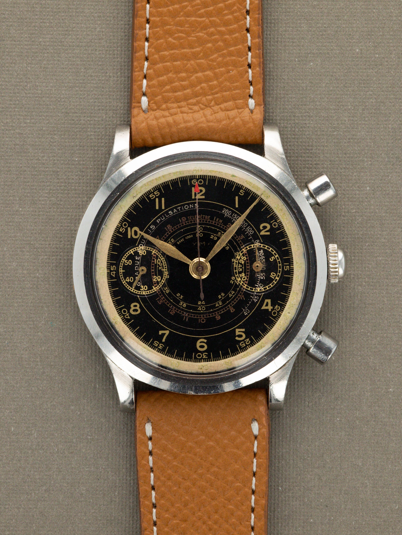 CYMA 'Clamshell' Chronograph - Black Gilt 'Multi-Scale' Non-Luminous Dial Unpolished