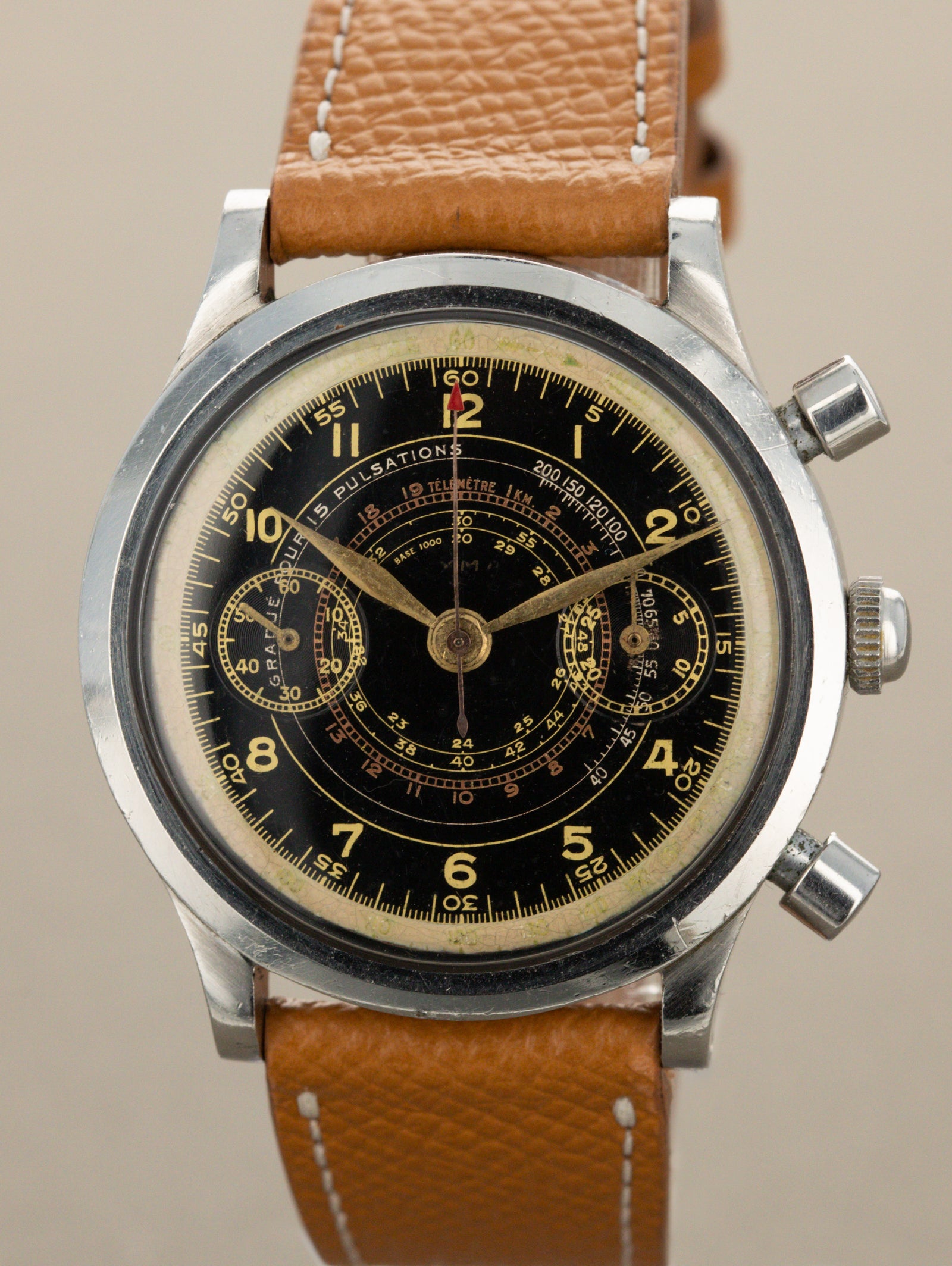 CYMA 'Clamshell' Chronograph - Black Gilt 'Multi-Scale' Non-Luminous Dial Unpolished