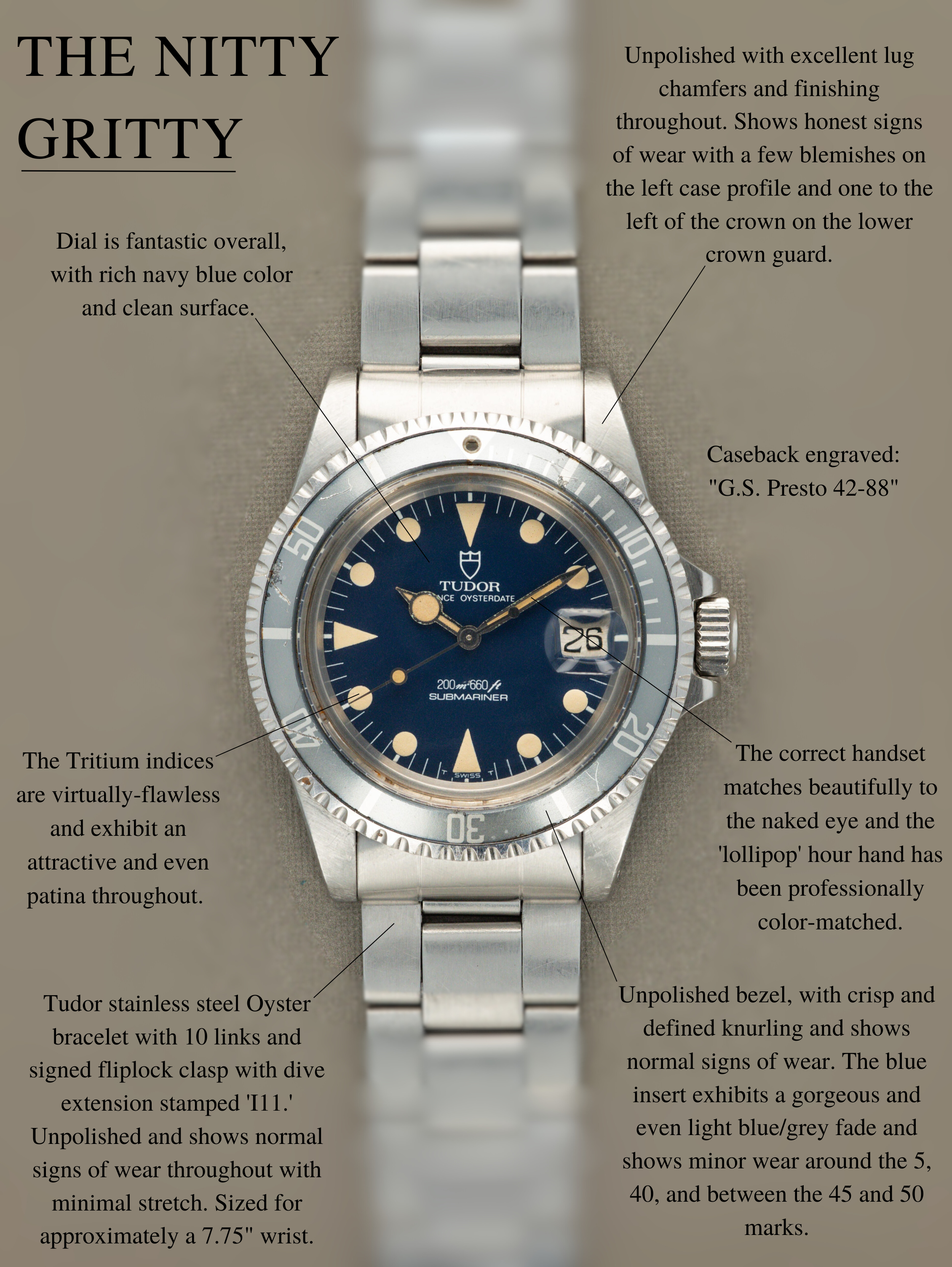 Tudor Submariner Date Ref. 76100 'Lollipop' - Blue Dial Unpolished