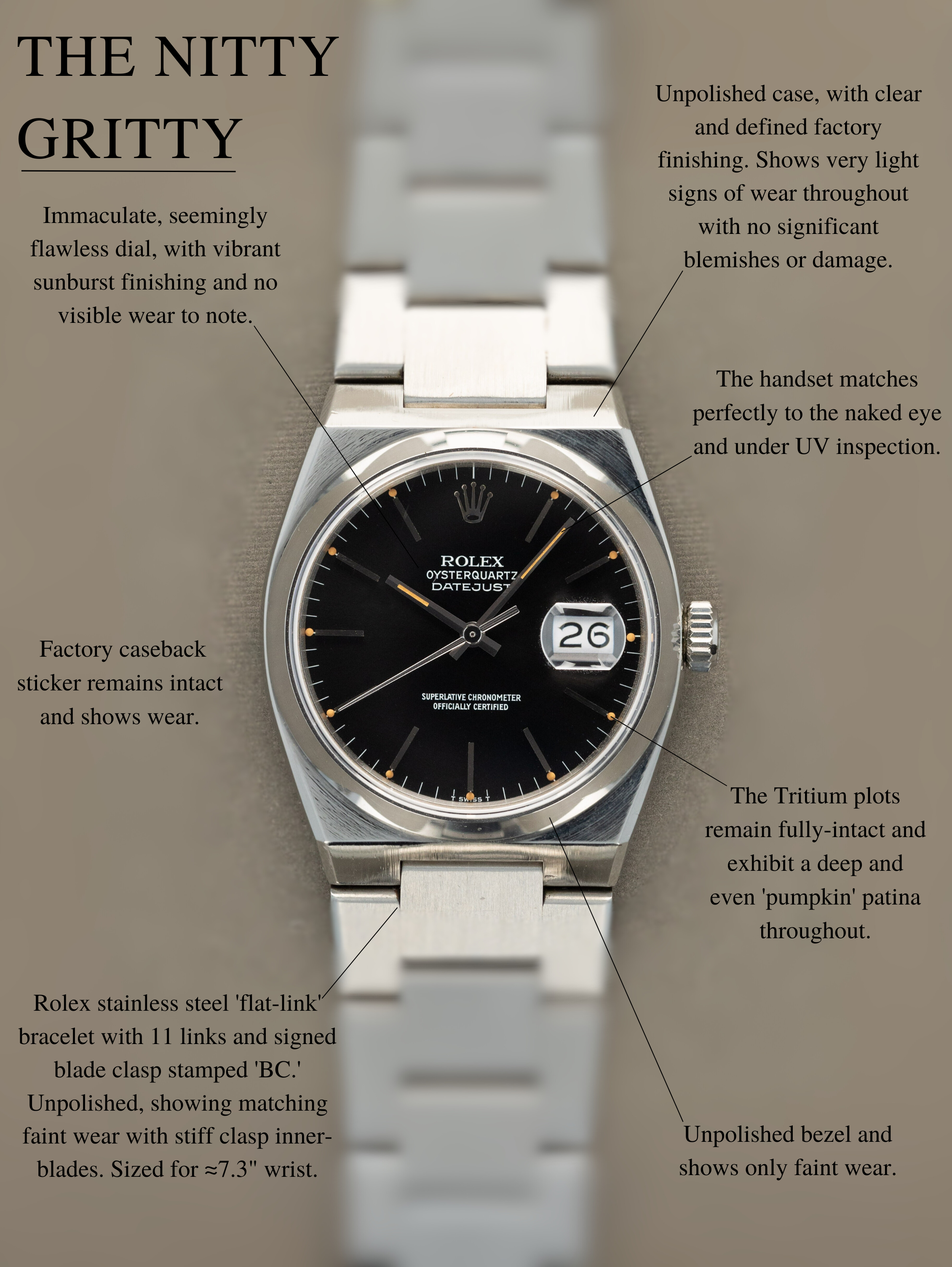 Rolex Oysterquartz Datejust Ref. 17000 - Sunburst Grey 'Pumpkin' Dial LNOS w/ Caseback Sticker