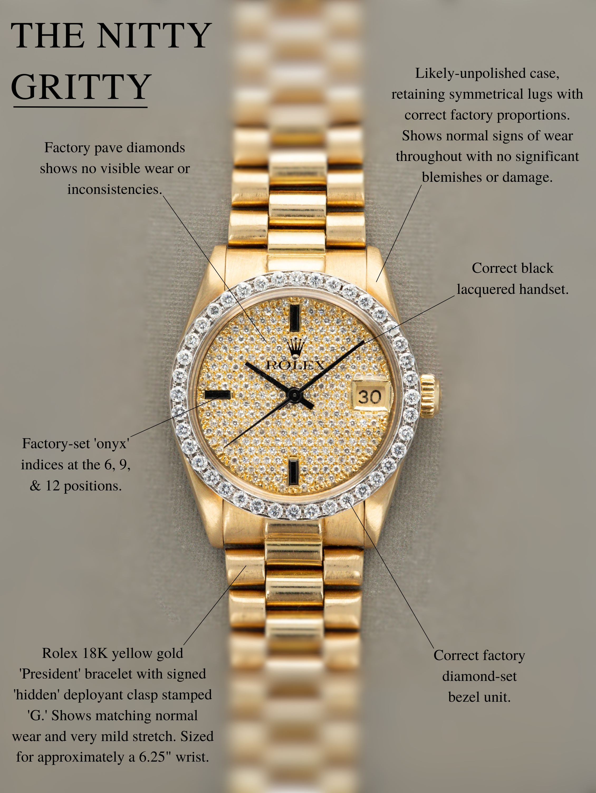 Rolex Datejust 'Midsize' Ref. 6828 - Factory Pave Diamond Dial & Bezel