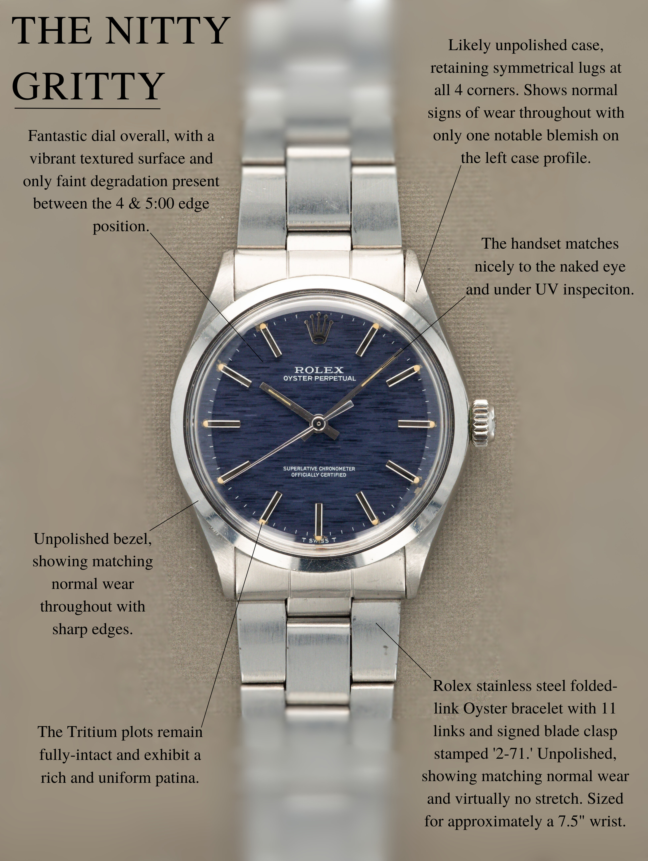 Rolex Oyster Perpetual Ref. 1002 - Blue 'Mosaic' Dial Unpolished