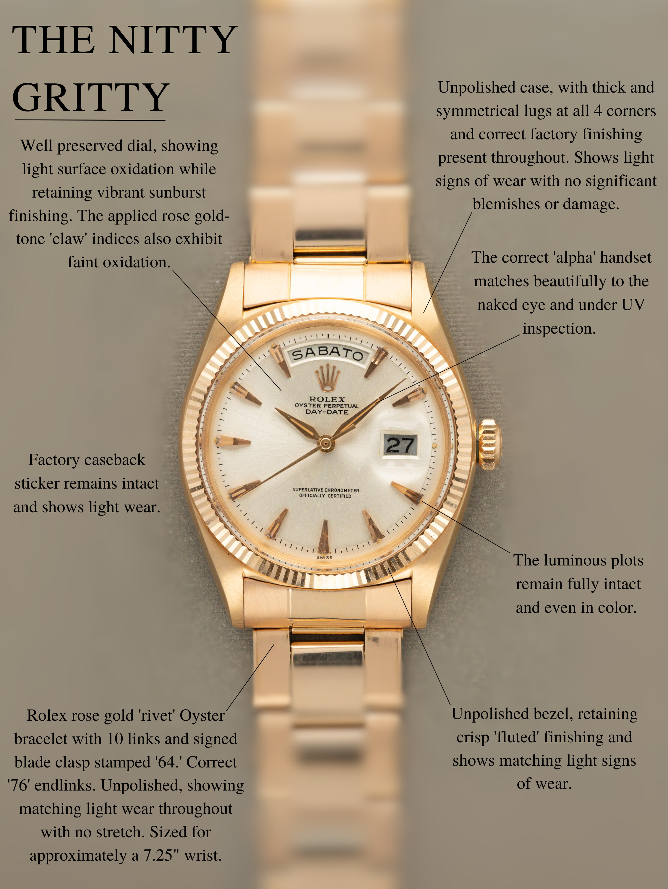 Rolex Day-Date Ref. 1803 - Rose Gold w/ Silver 'Claw' Dial LNOS w/ Caseback Sticker