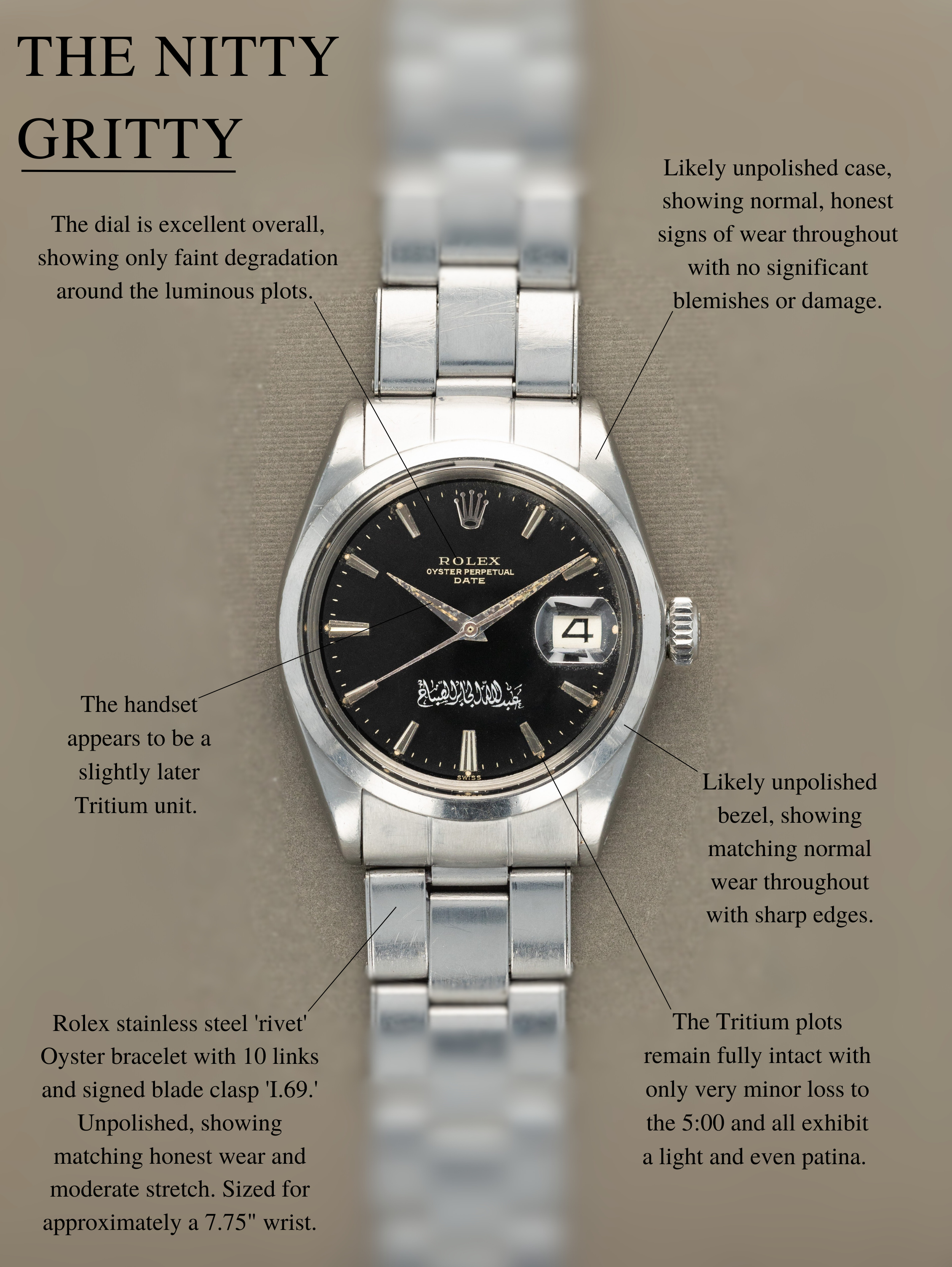 Rolex Oyster Perpetual Date Ref. 1500 - Black 'Gilt' Dial W/ Kuwait Signature Unpolished