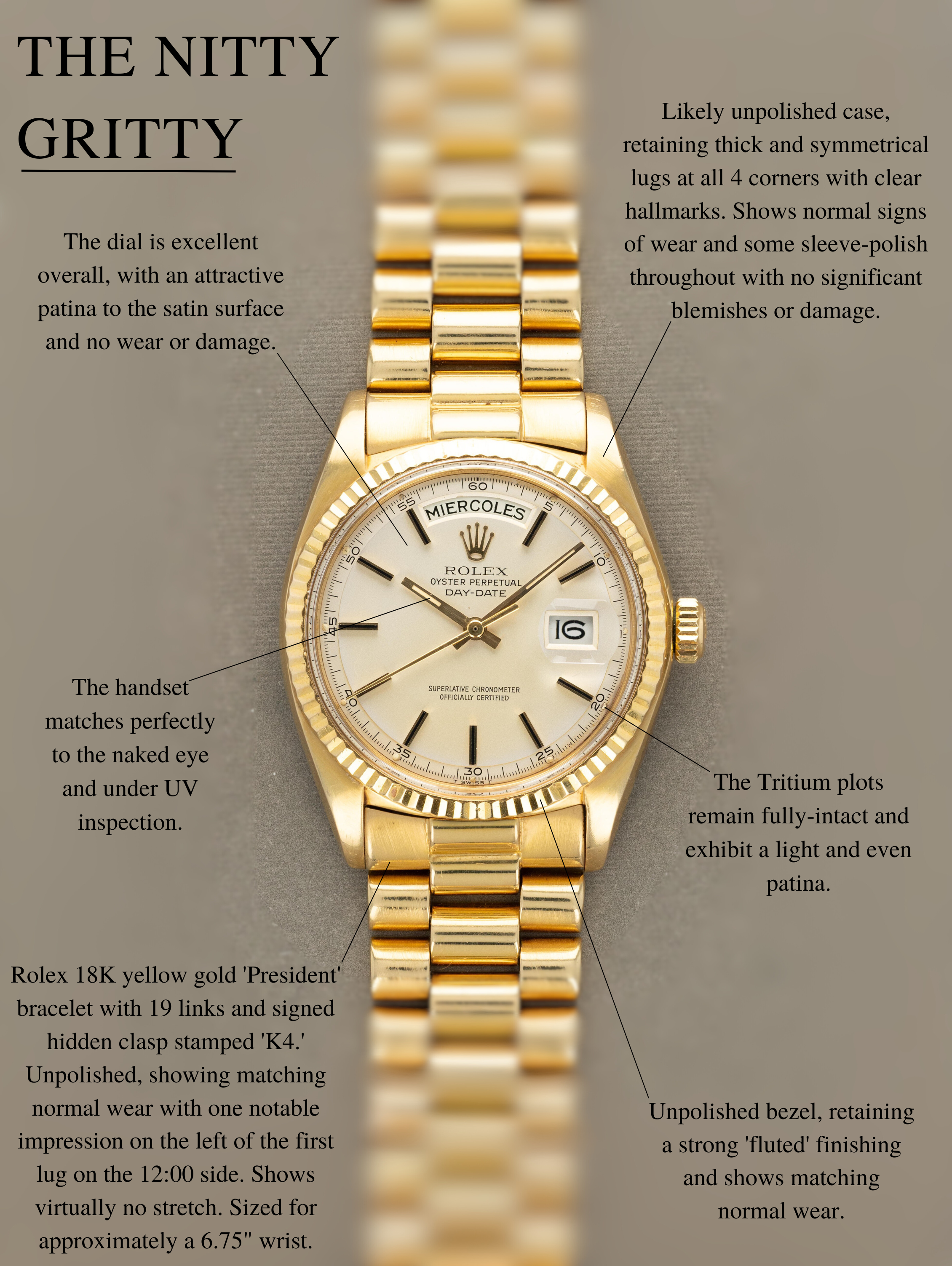 Rolex Day-Date Ref. 1803 - Satin Silver Patina Dial