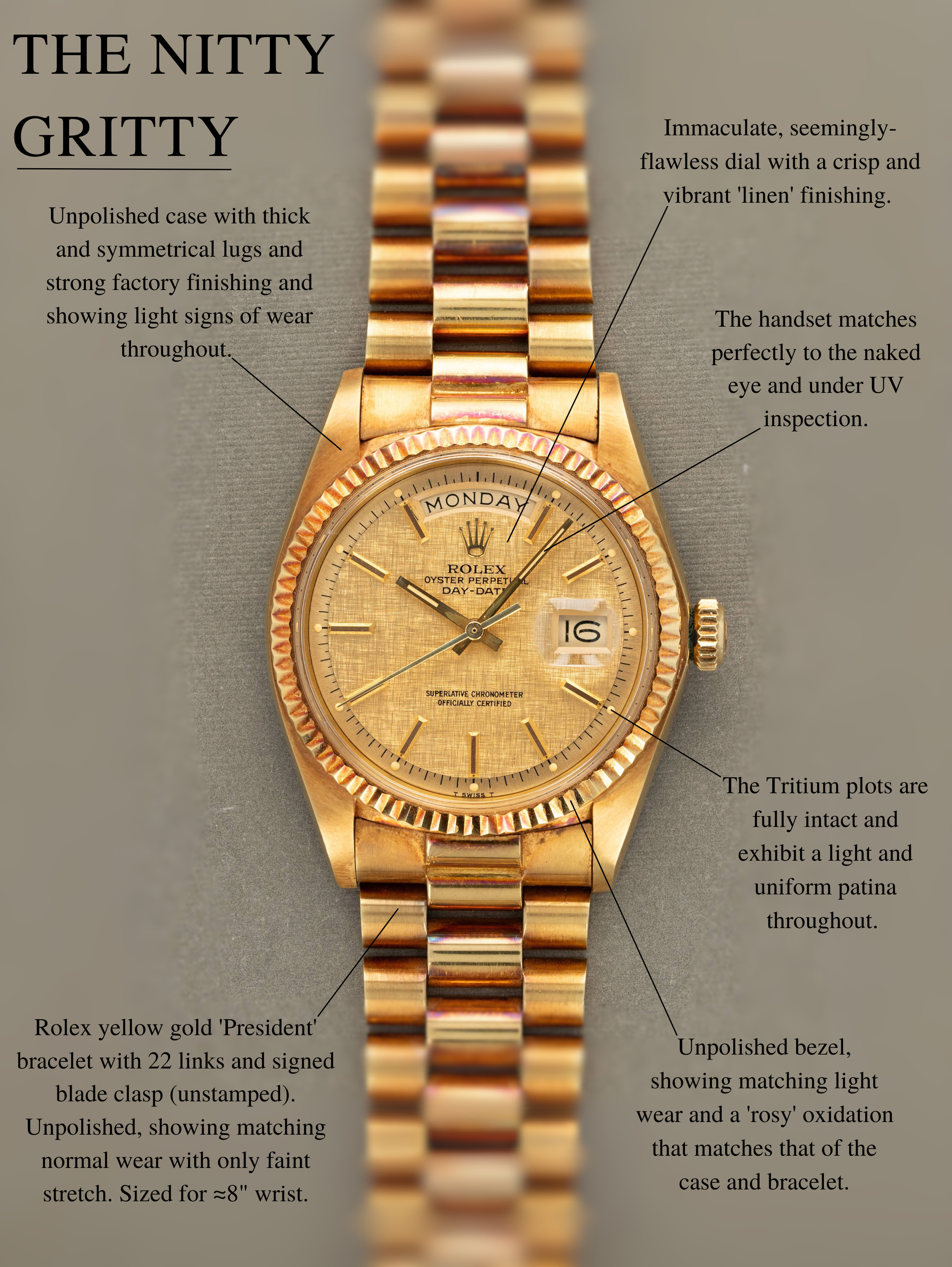 Rolex Day-Date Ref. 1803 - Champagne 'Linen' Dial Unpolished
