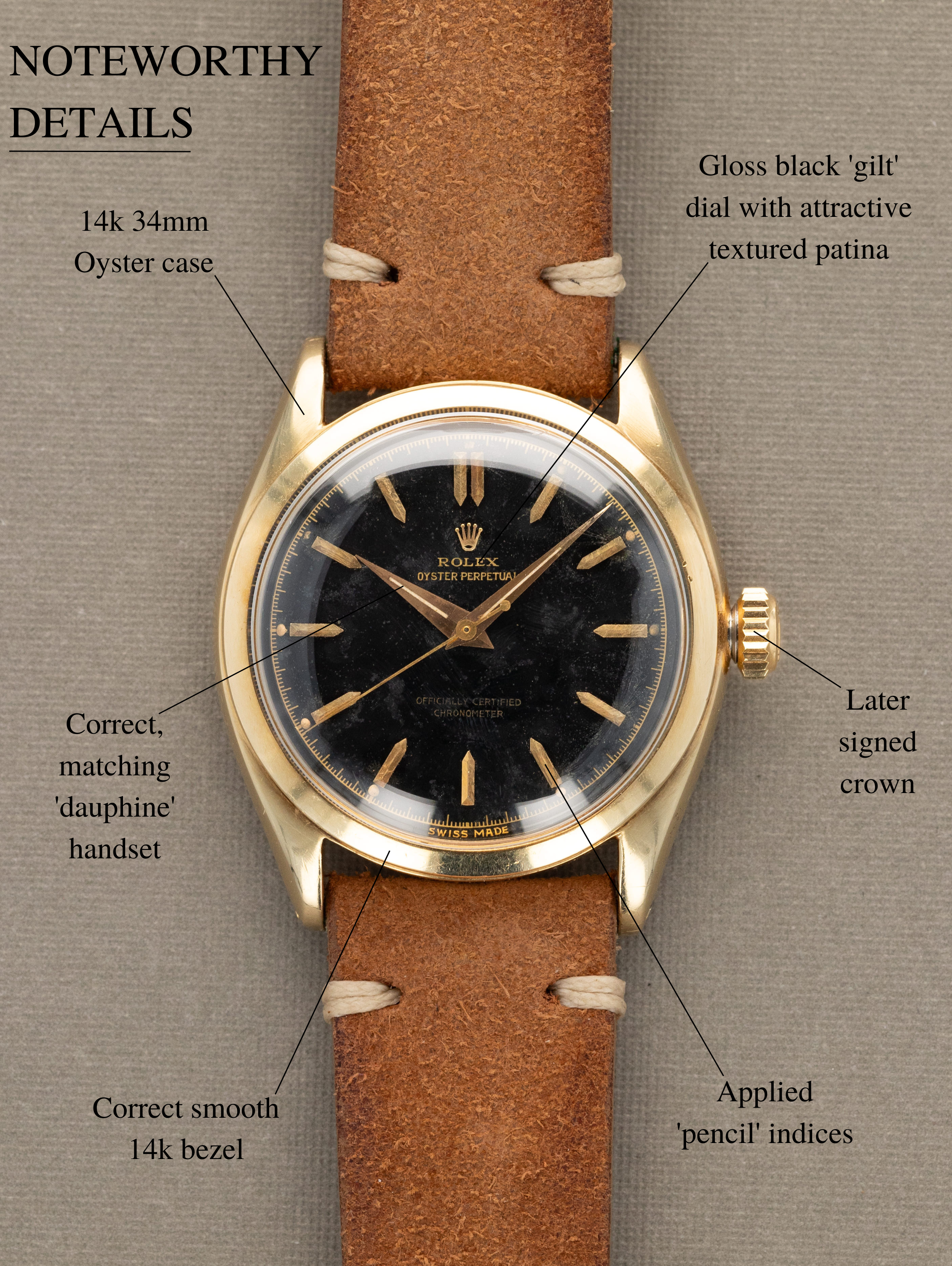 Rolex Oyster Perpetual Ref. 6084 - Black 'Gilt' Patina Dial