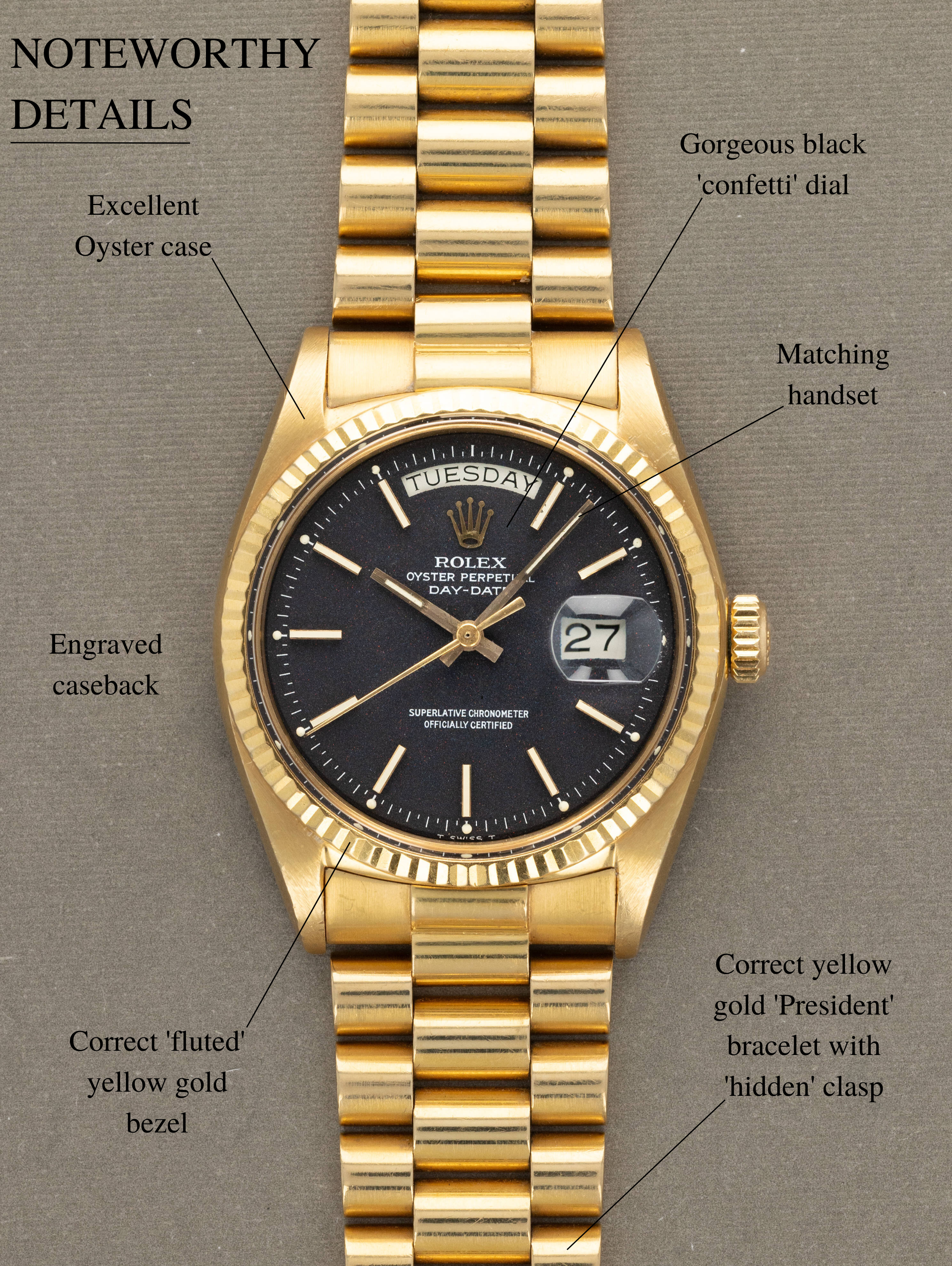 Rolex Day-Date Ref. 1803 - Black 'Confetti' Dial