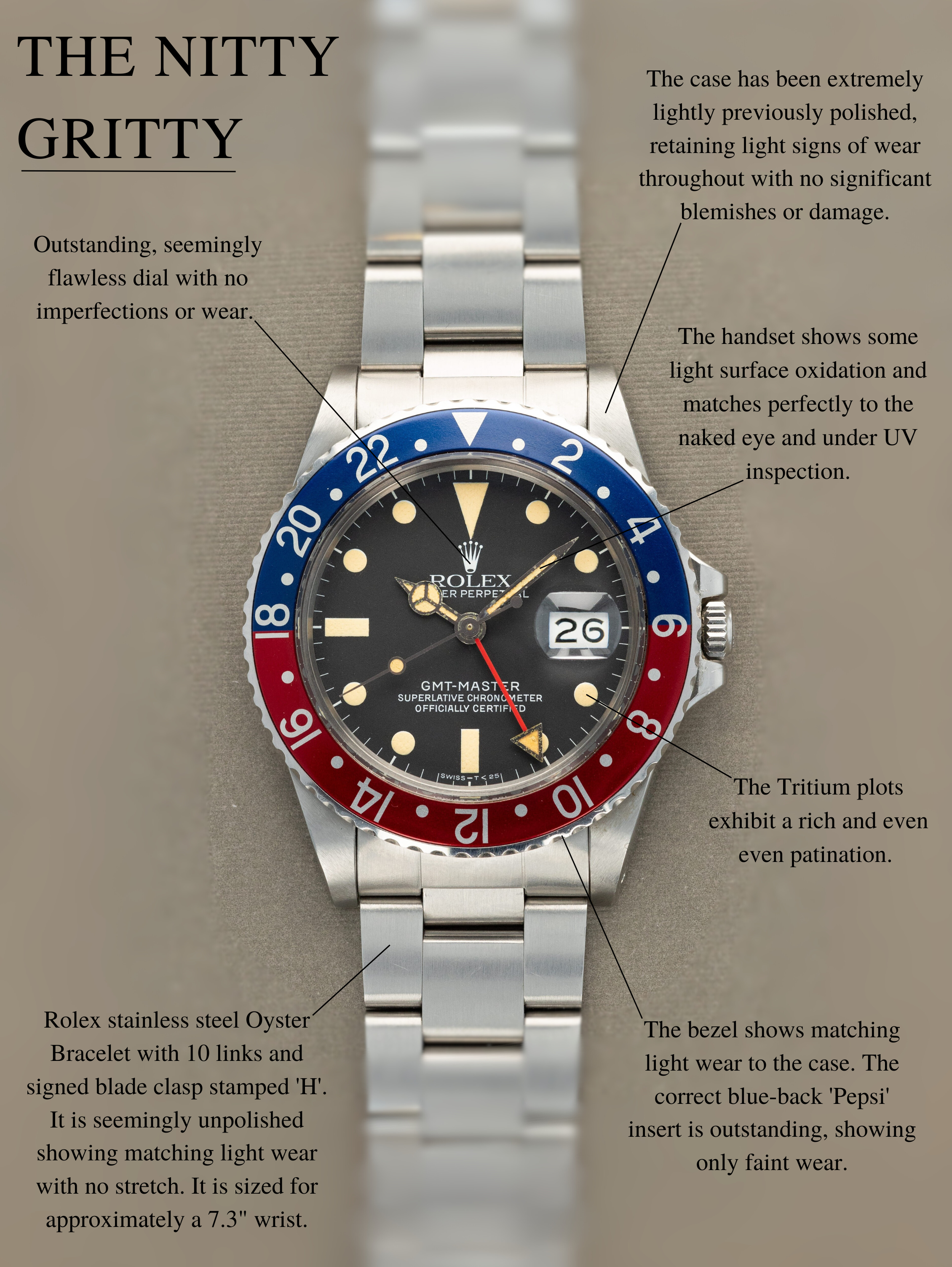 Rolex GMT-Master Ref. 16750 'Pepsi' - Transitional Matte Dial Caseback Sticker