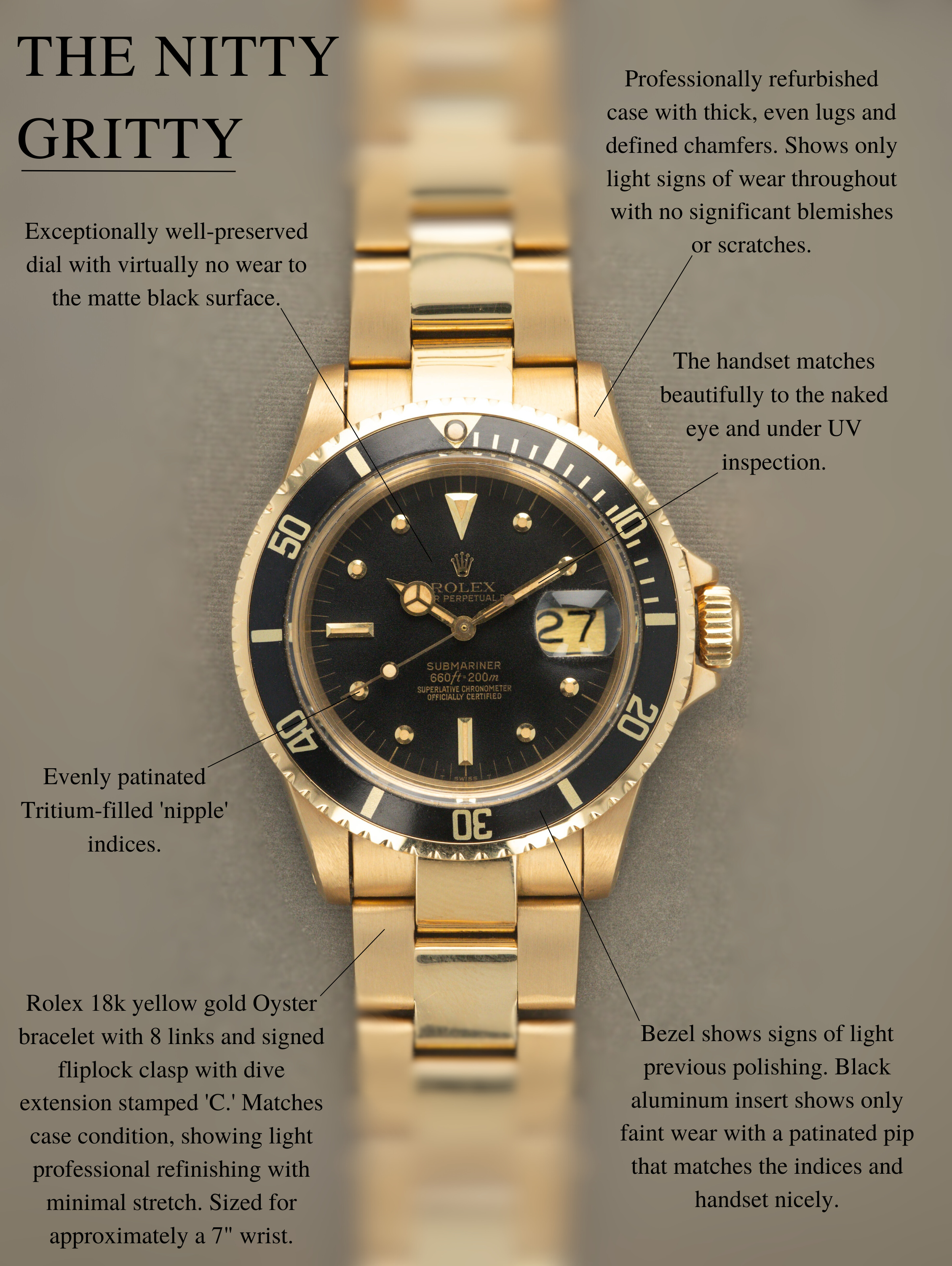 Rolex Submariner Date Ref. 1680/8 - Matte Black 'Nipple' Dial