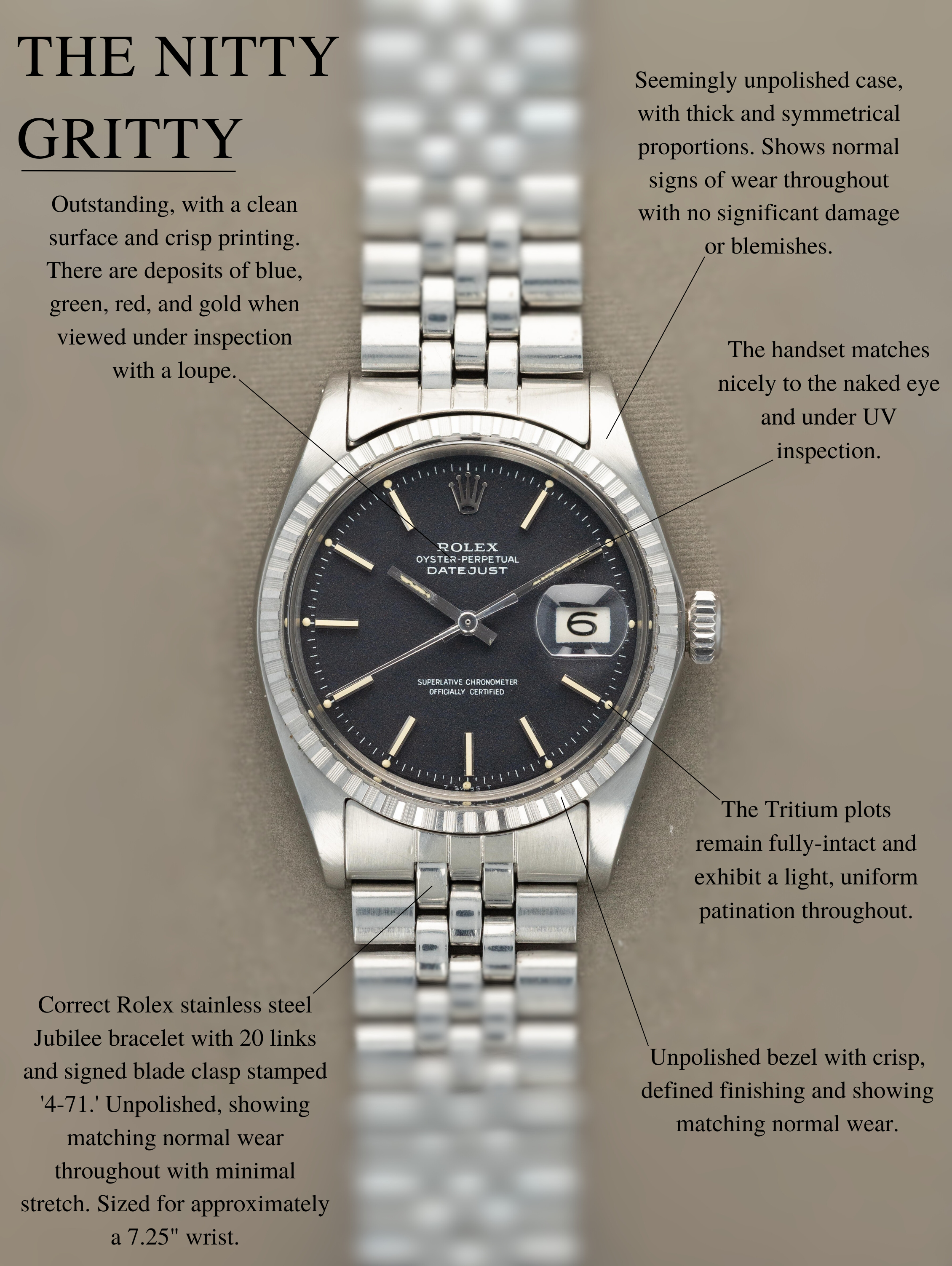 Rolex Datejust Ref. 1603 - Black 'Confetti' Dial Unpolished