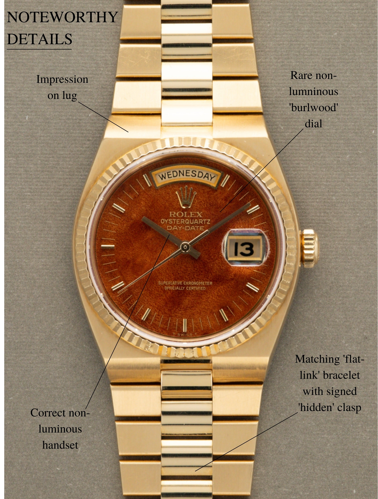 Rolex Oysterquartz Day-Date Ref. 19018N - 'Burlwood' Dial