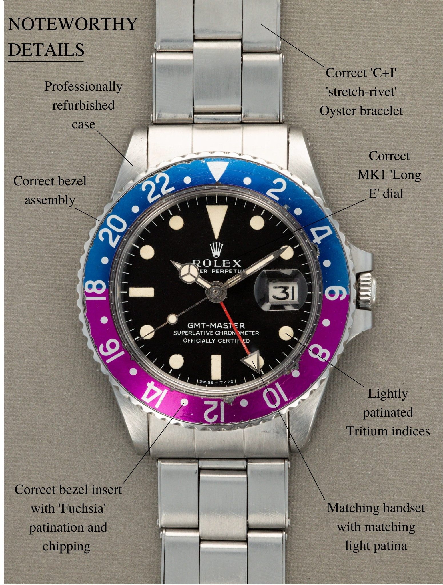 Rolex GMT-Master Ref. 1675 - 'Fuchsia' MK1