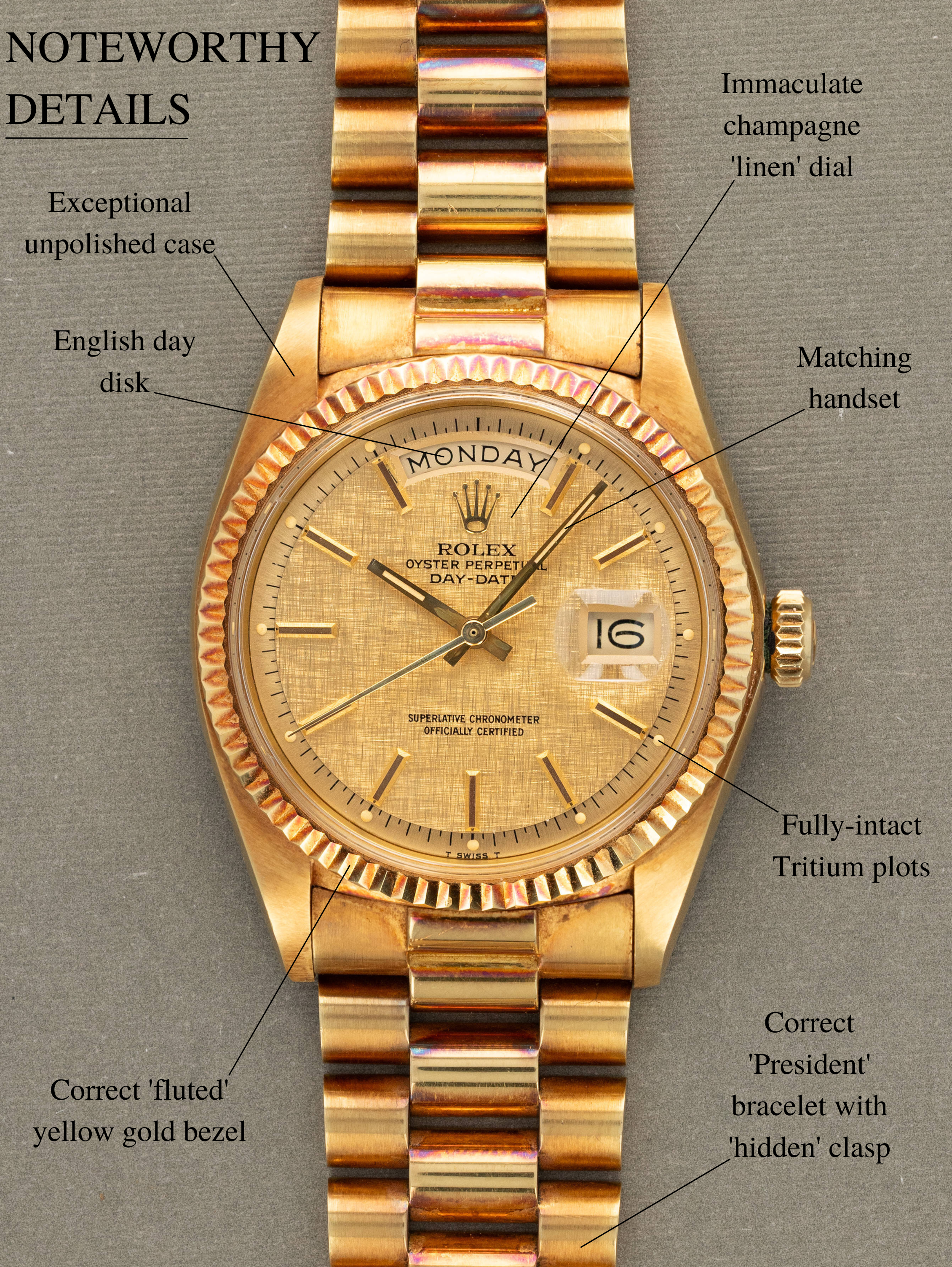 Rolex Day-Date Ref. 1803 - Champagne 'Linen' Dial Unpolished
