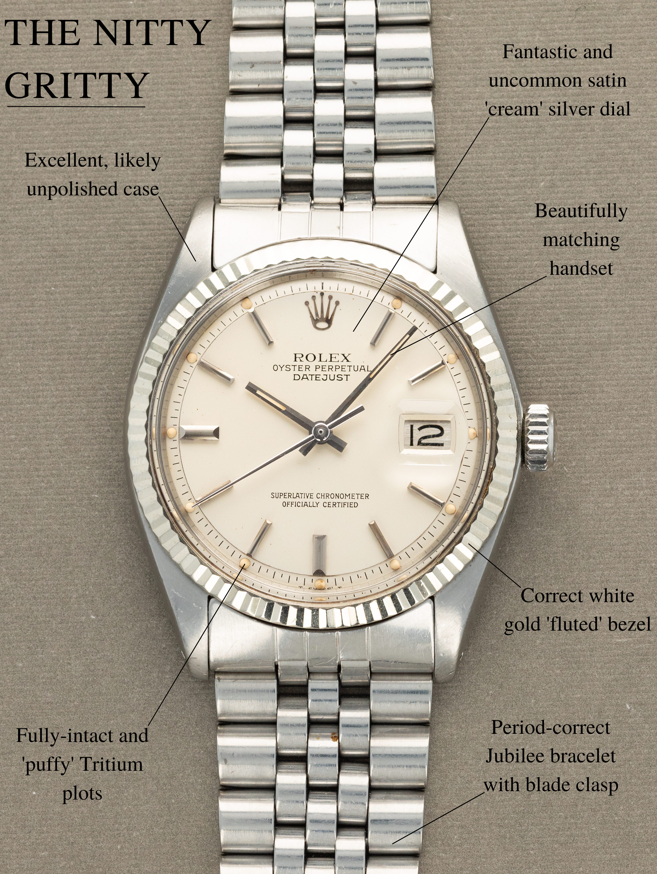 Rolex Datejust Ref. 1601 - Satin 'Cream' Silver Dial Unpolished