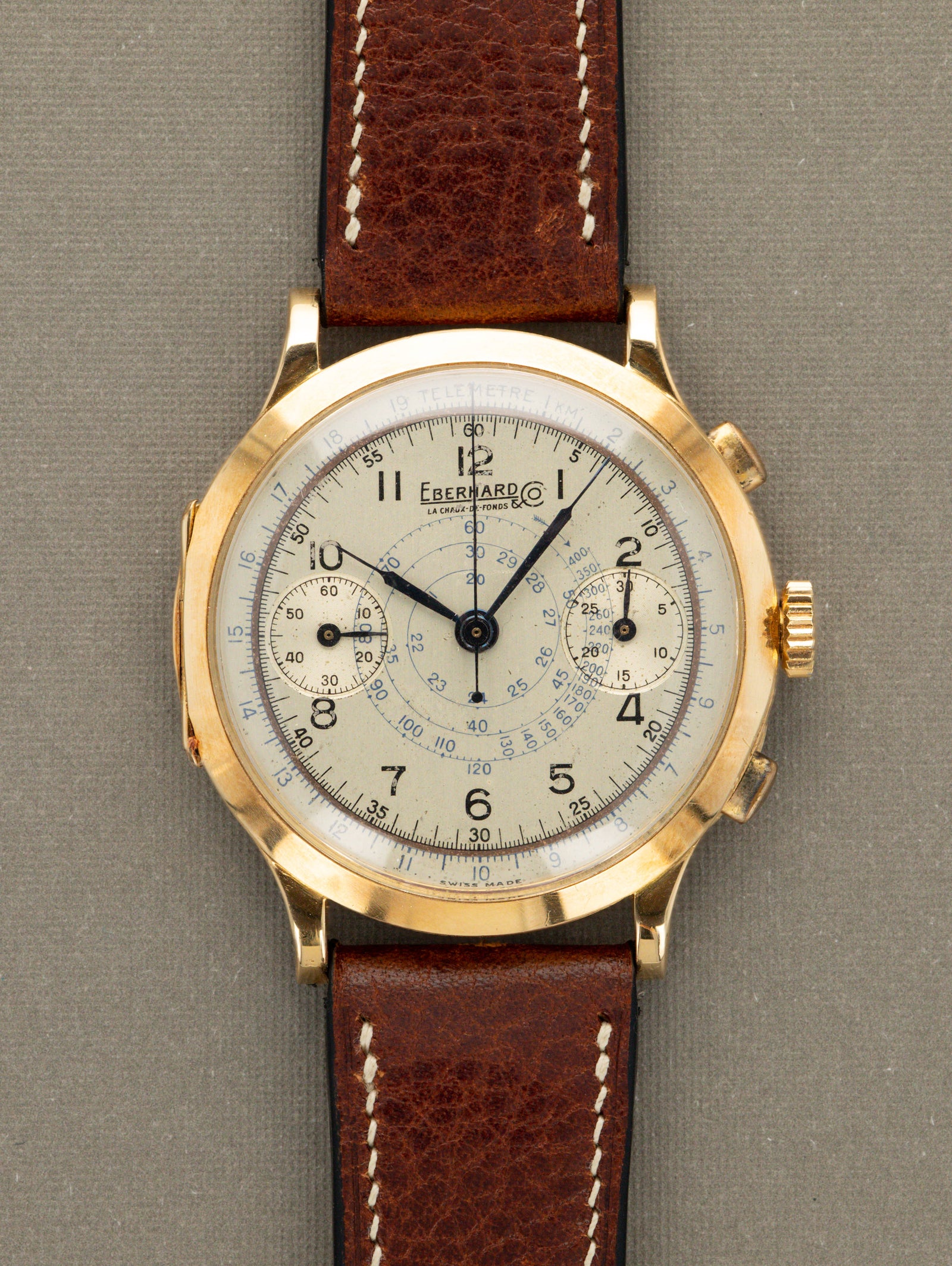Eberhard and Co. Pre Extra-Fort - Satin Silver 'Snail' Dial c. 1940