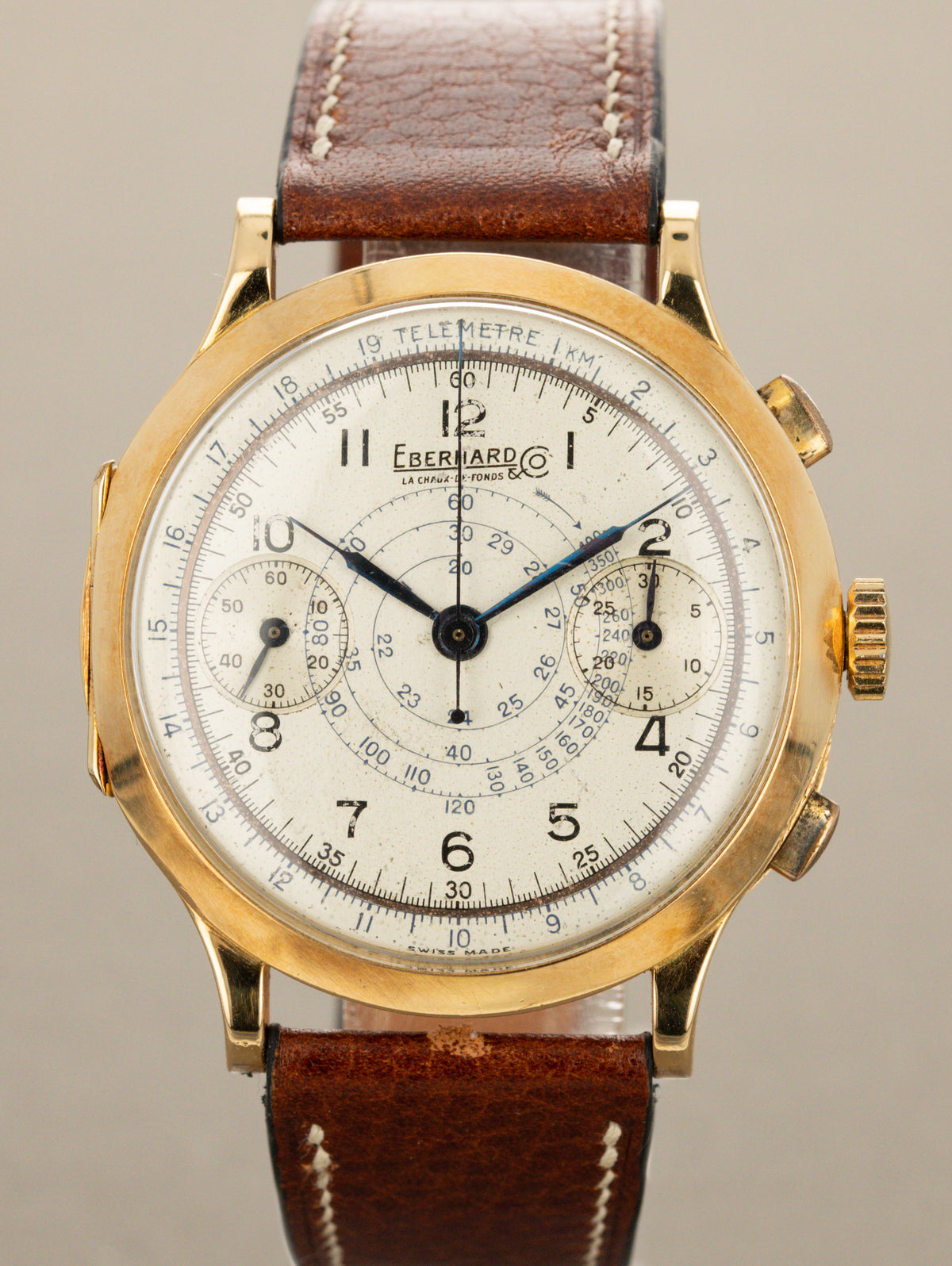 Eberhard and Co. Pre Extra-Fort - Satin Silver 'Snail' Dial c. 1940