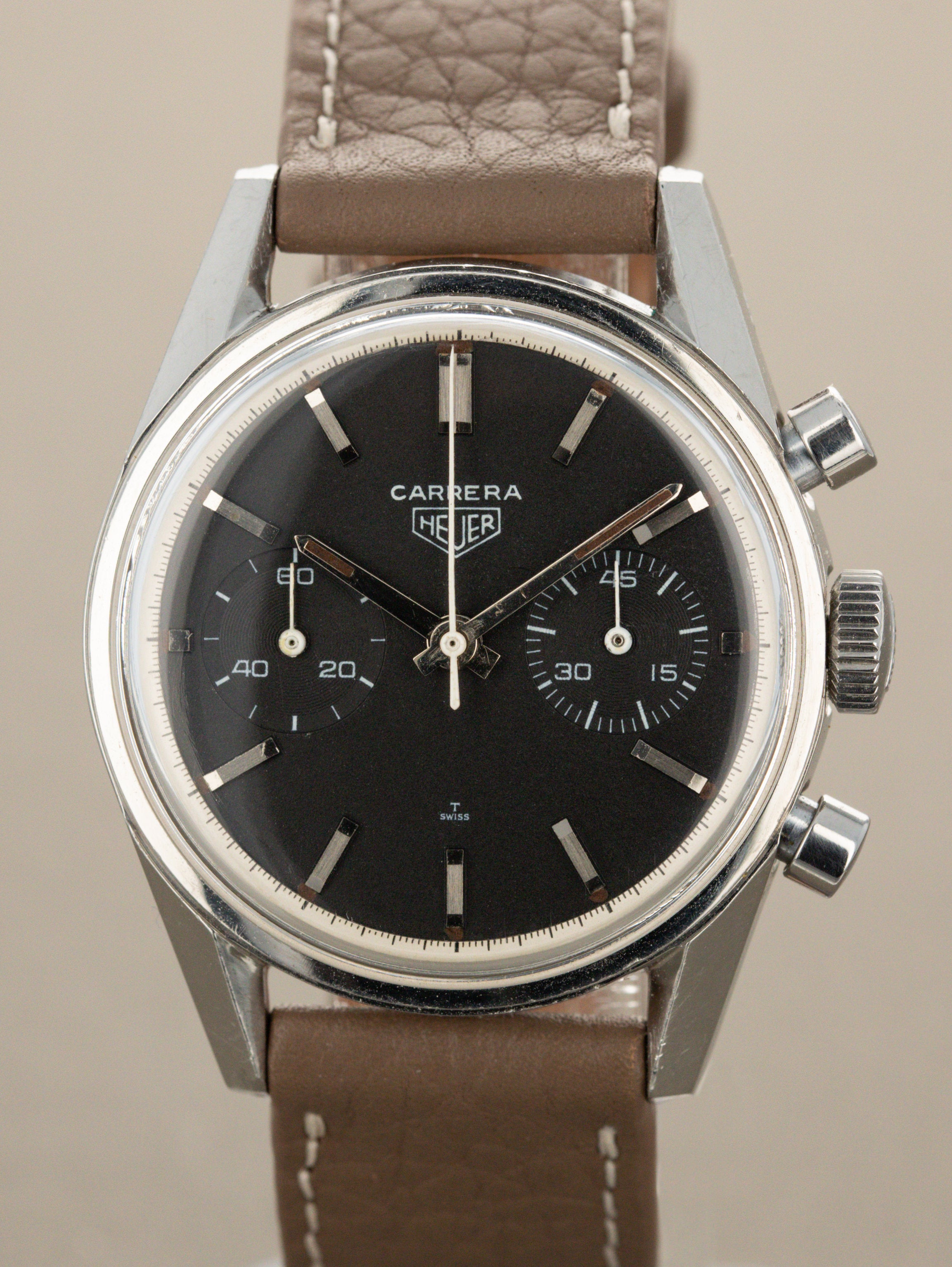 Heuer Carrera Ref. 7753N - Matte Black Dial Unpolished