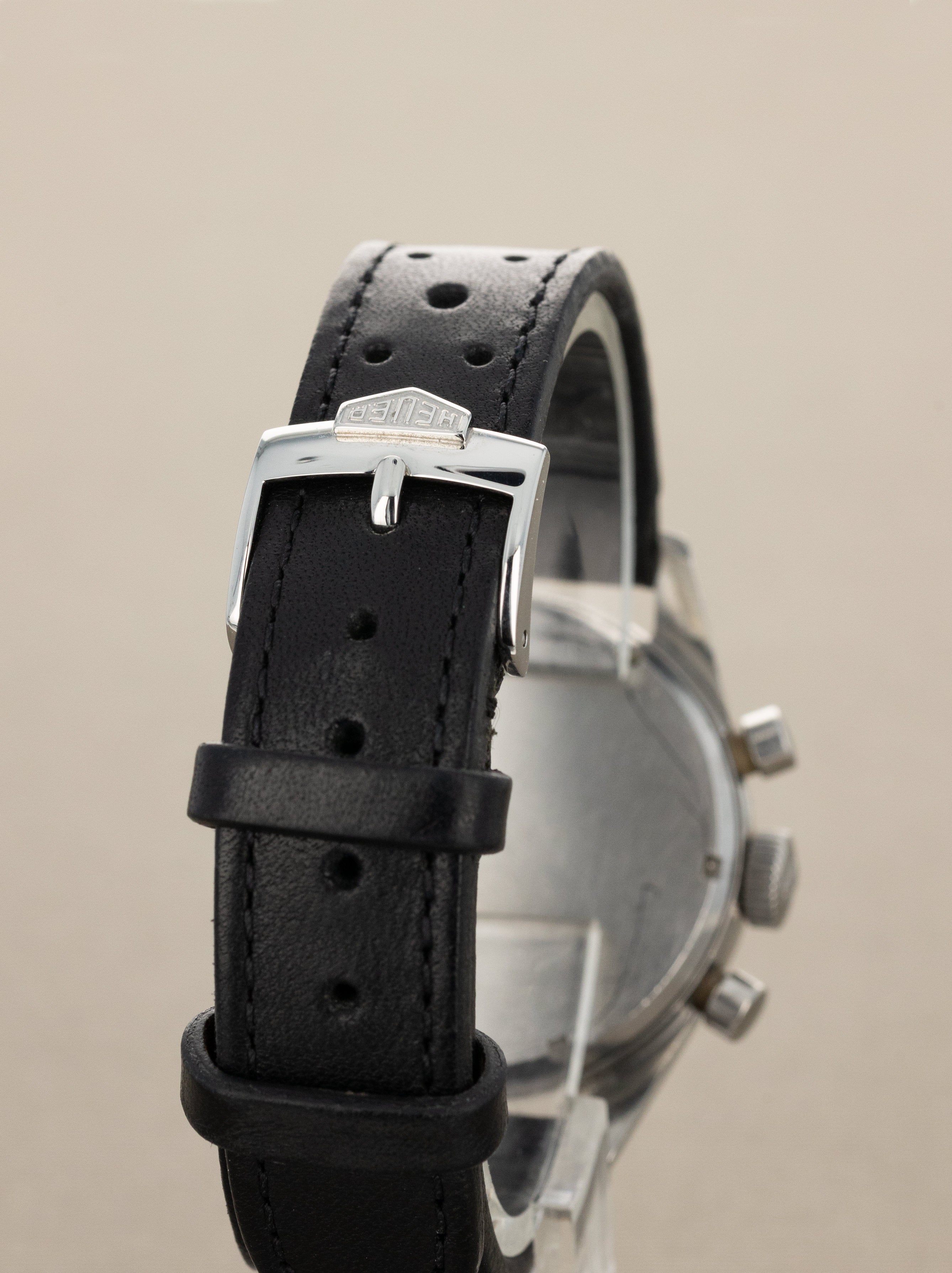 Heuer Carrera Ref. 7753NT - Matte Black 'Reverse-Panda' Dial Unpolished