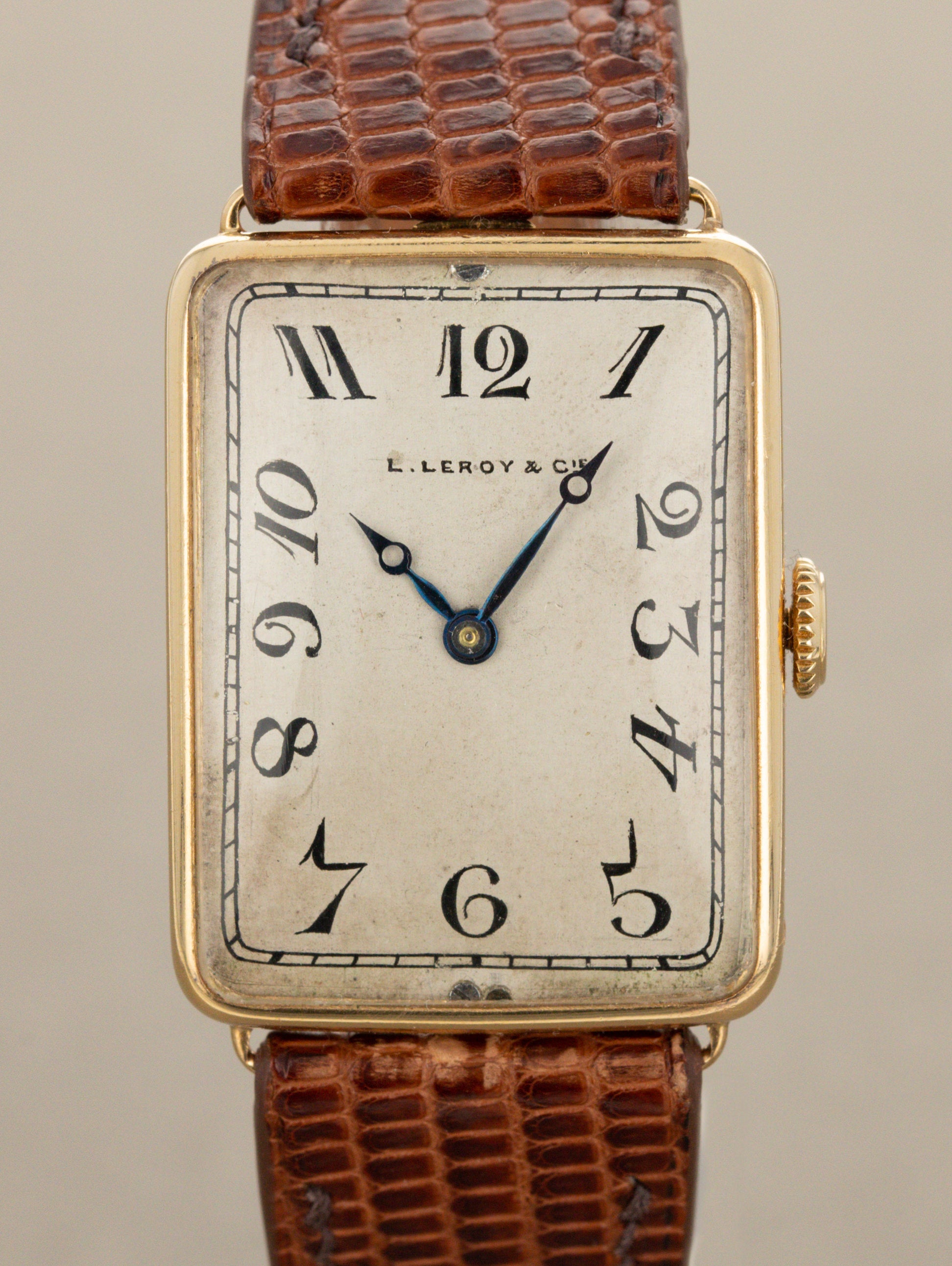 L. Leroy & Cie Rectangular Dress Watch - Satin Silver 'Breguet' Dial w/ Box & Receipt