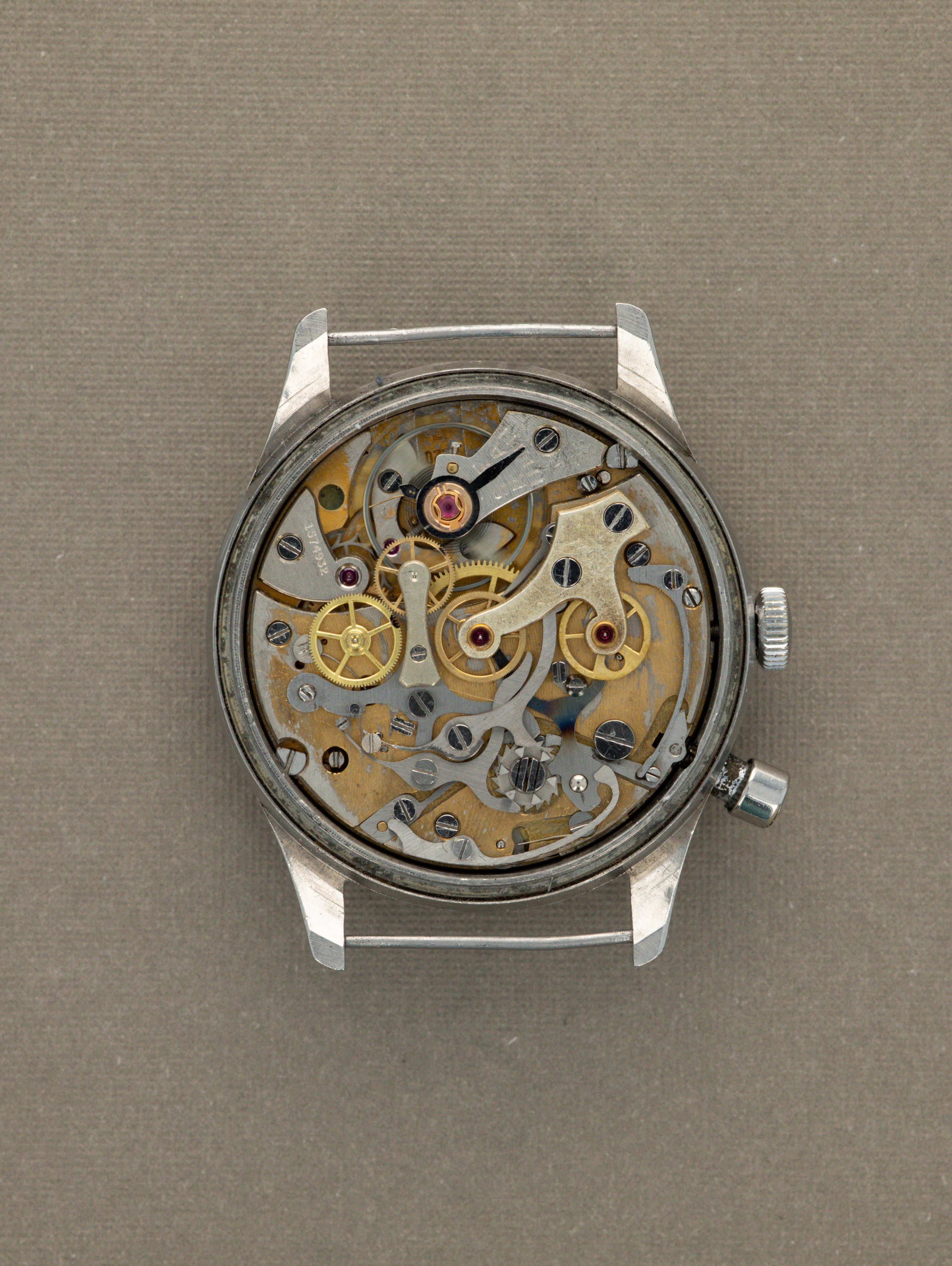 Lemania Monopusher Chronograph - 'Brushed' Silver Dial British Military Issued