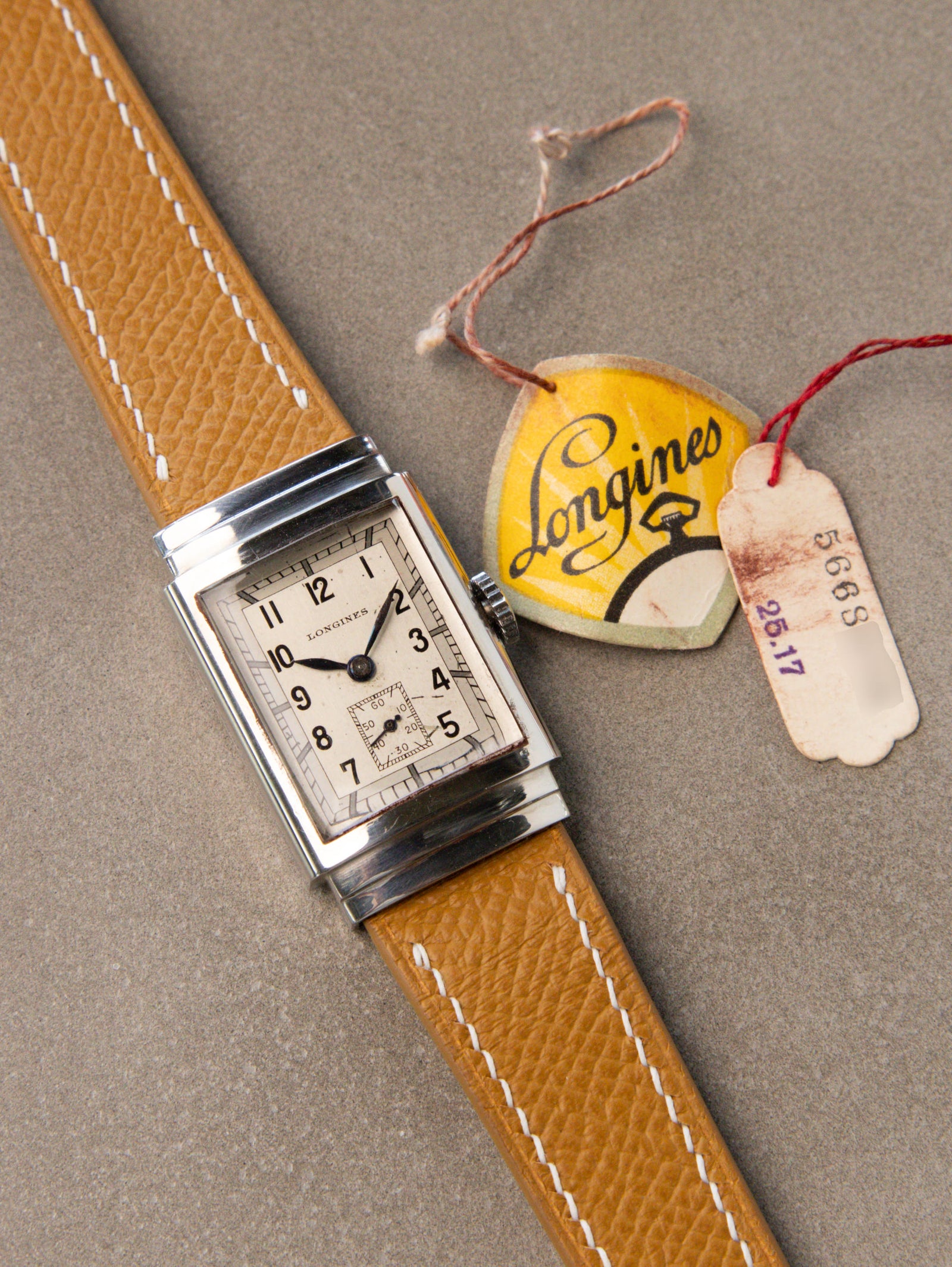 Longines 'Hooded Lug' Rectangular Dress Watch - Silver 'Art Deco' Dial LNOS w/ Tags