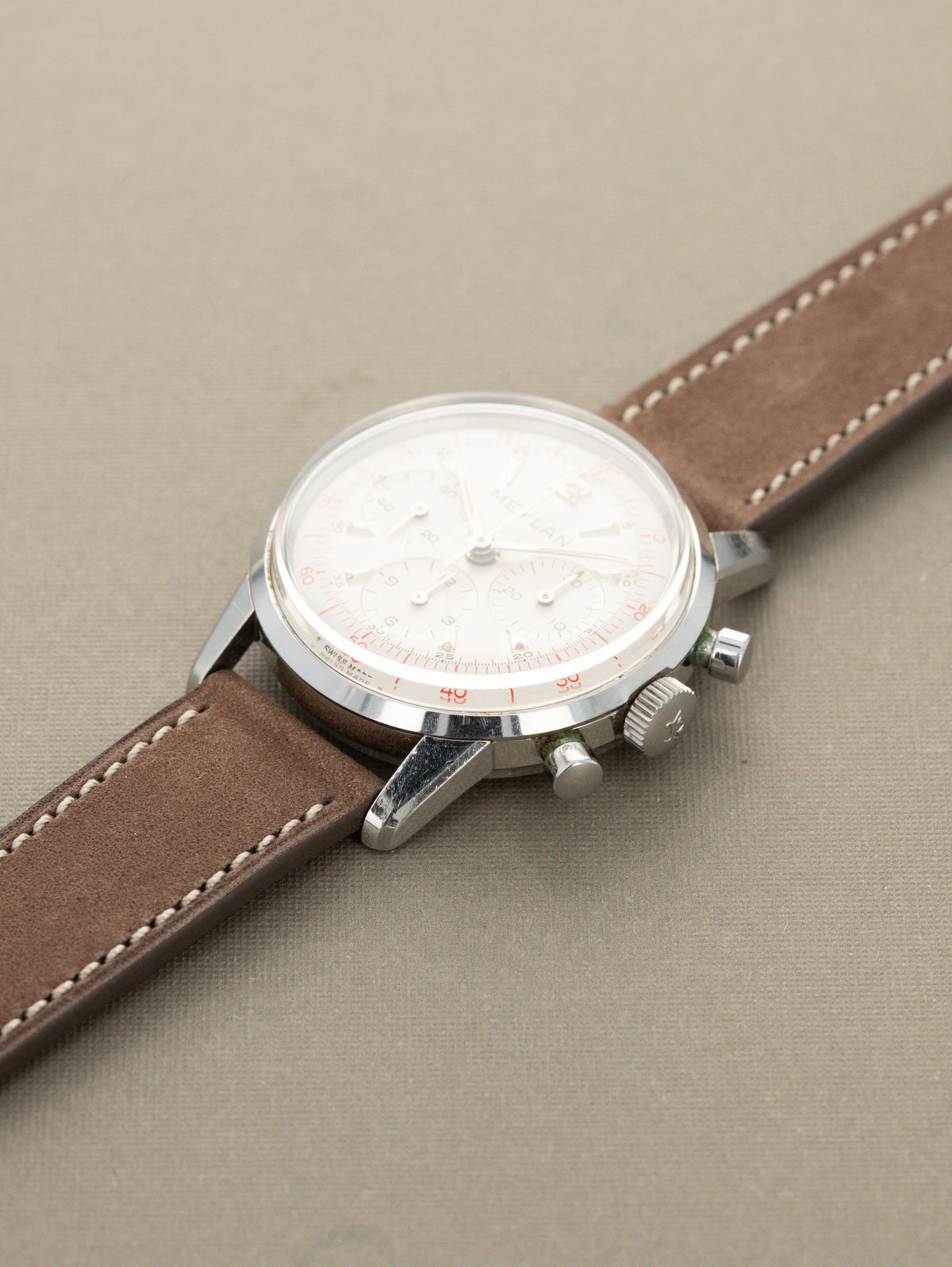 Meylan Decimal Chronograph - Satin Silver Dial w/ Lemaina Cal. 2520 Unpolished