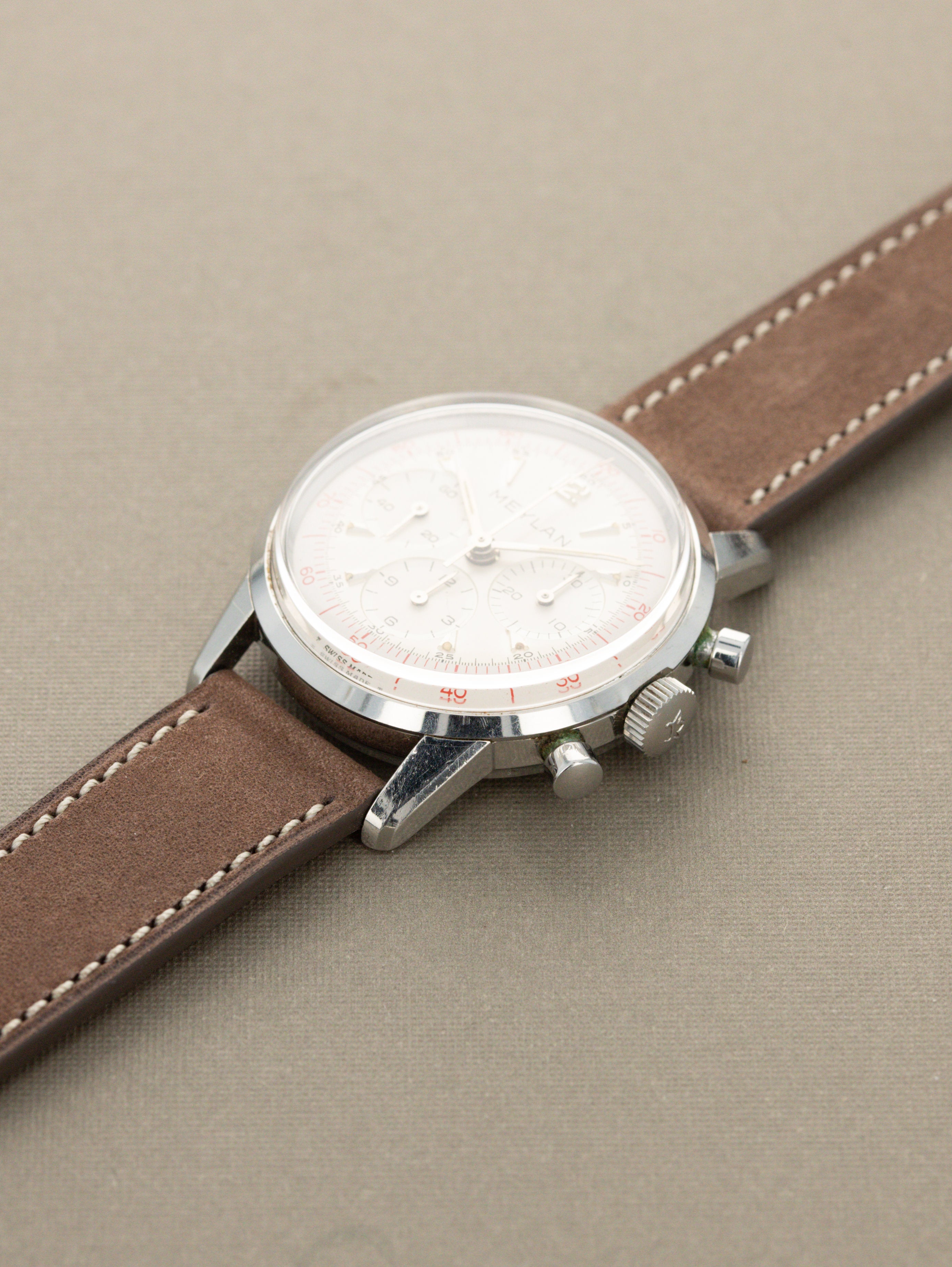 Meylan Decimal Chronograph - Satin Silver Dial w/ Lemaina Cal. 2520 Unpolished