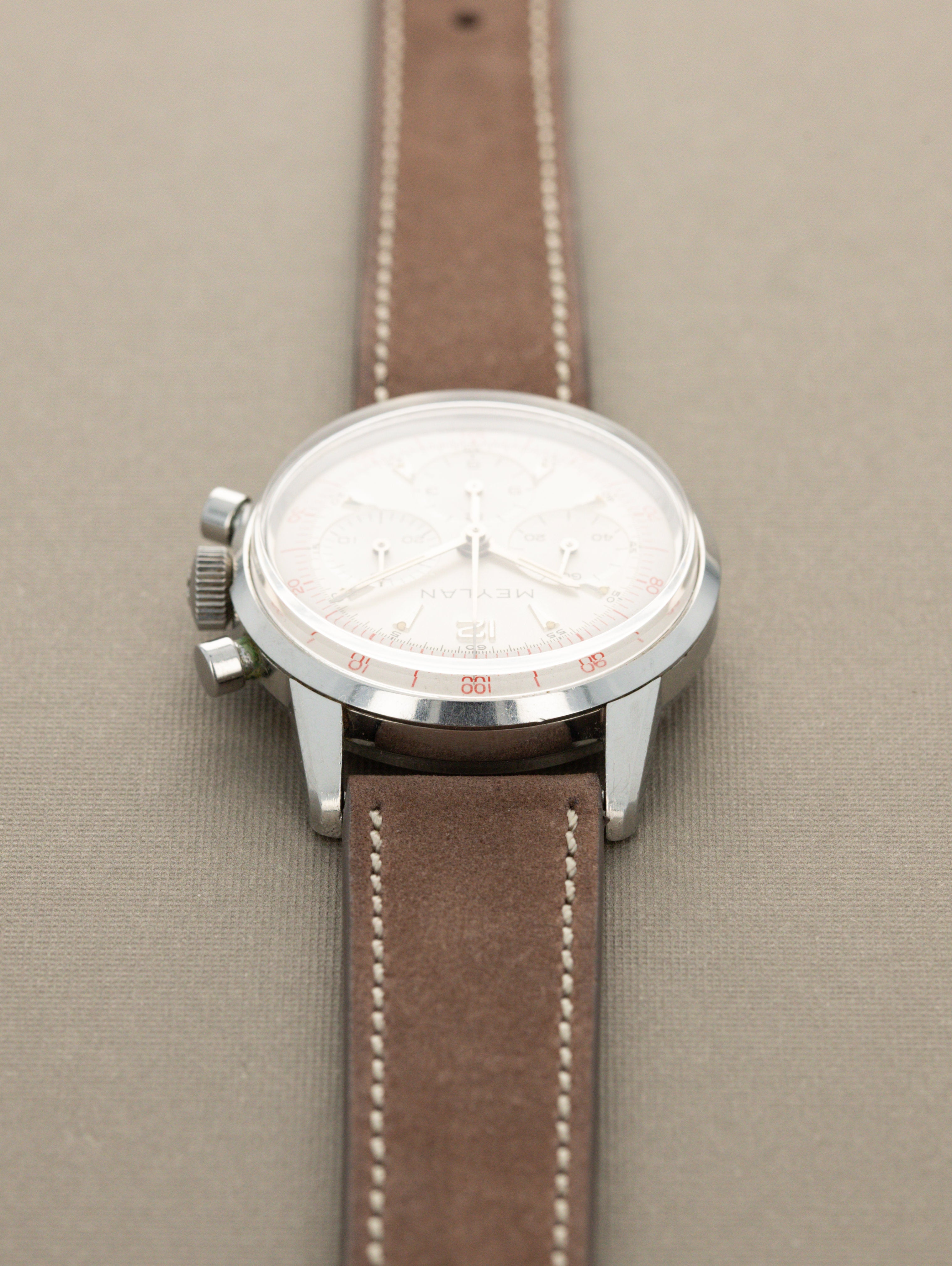 Meylan Decimal Chronograph - Satin Silver Dial w/ Lemaina Cal. 2520 Unpolished