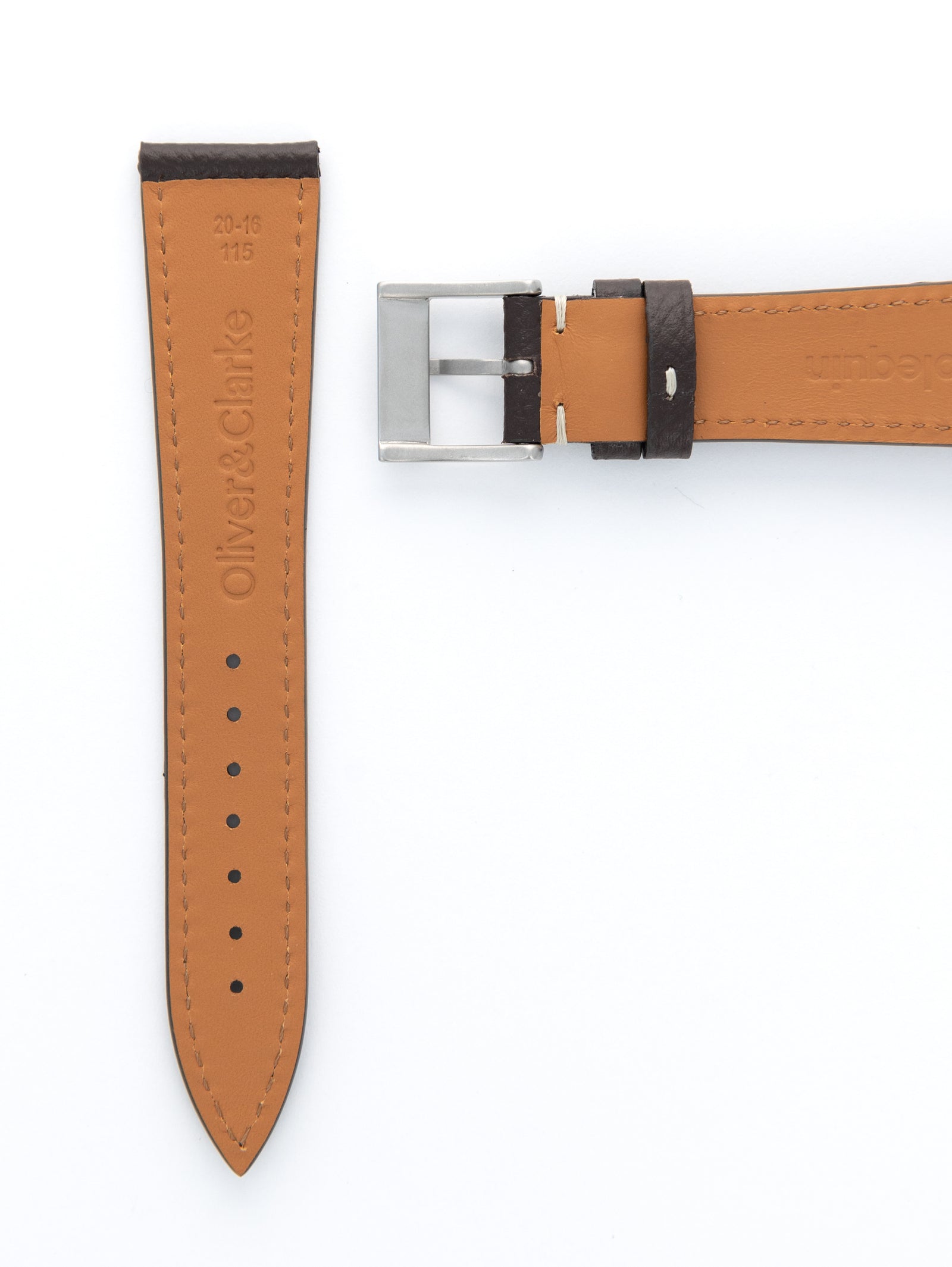 'Chocolate' Brown Molequin x Oliver and Clarke 'Grained' Watch Strap