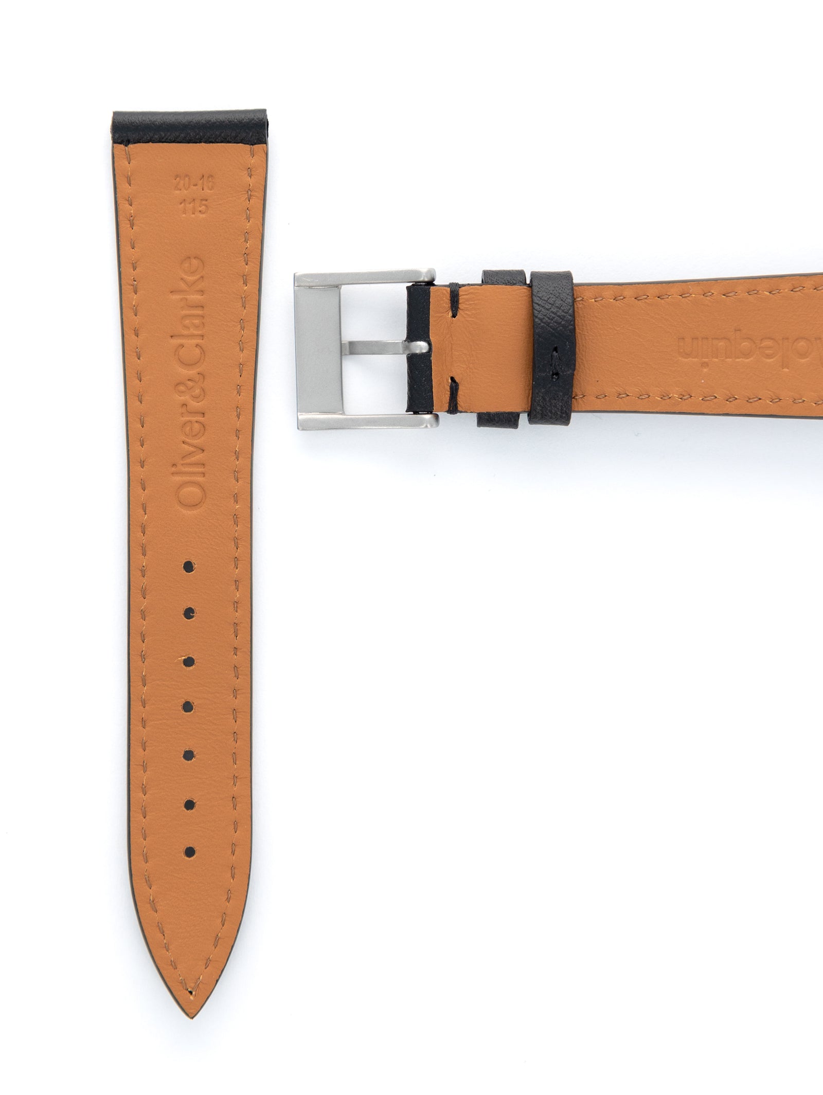 'Midnight' Black Molequin x Oliver and Clarke 'Saffiano' Watch Strap