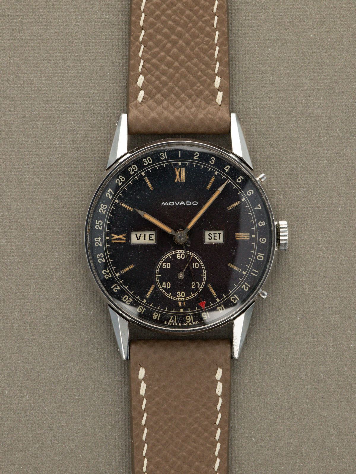Movado Calendograf Ref. 14776 - Gloss Black Patina Dial Unpolished