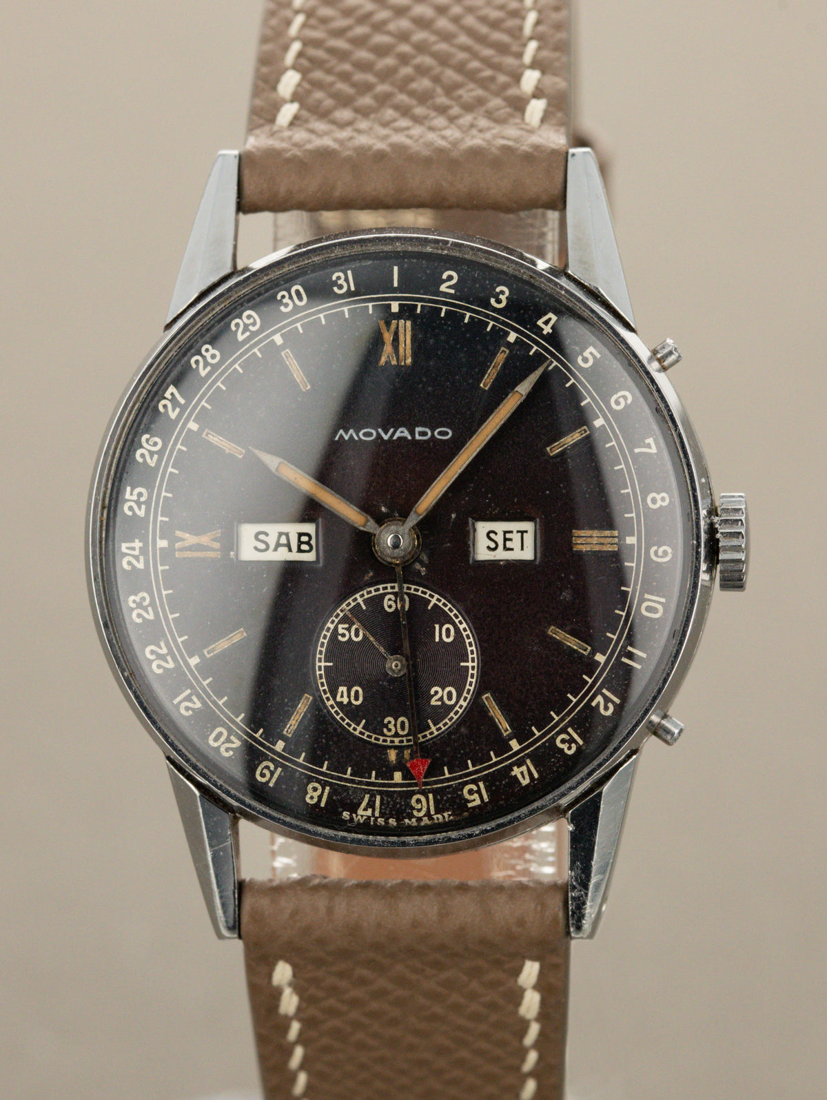 Movado Calendograf Ref. 14776 - Gloss Black Patina Dial Unpolished